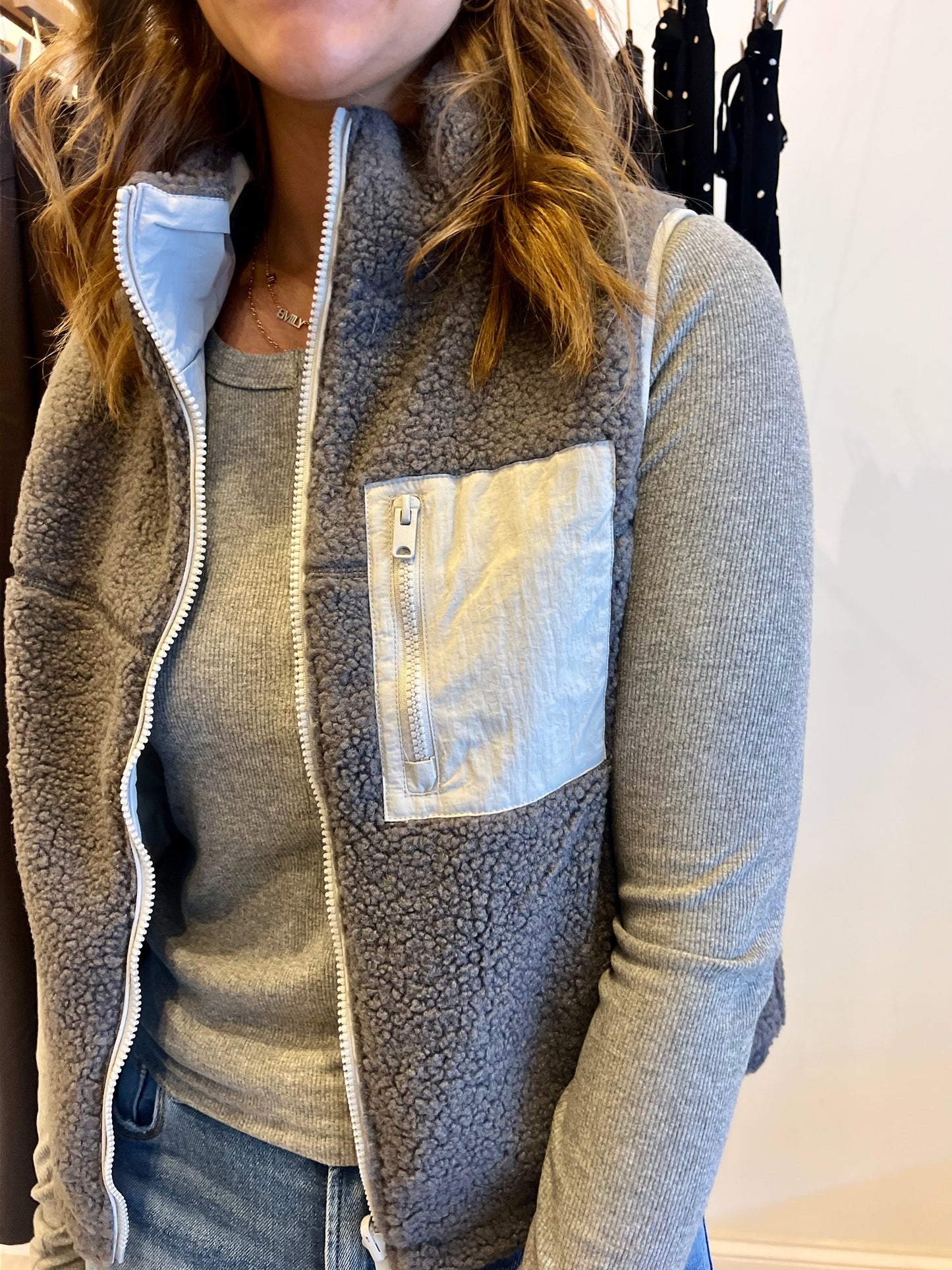 Reversible Fleece Vest - Charcoal