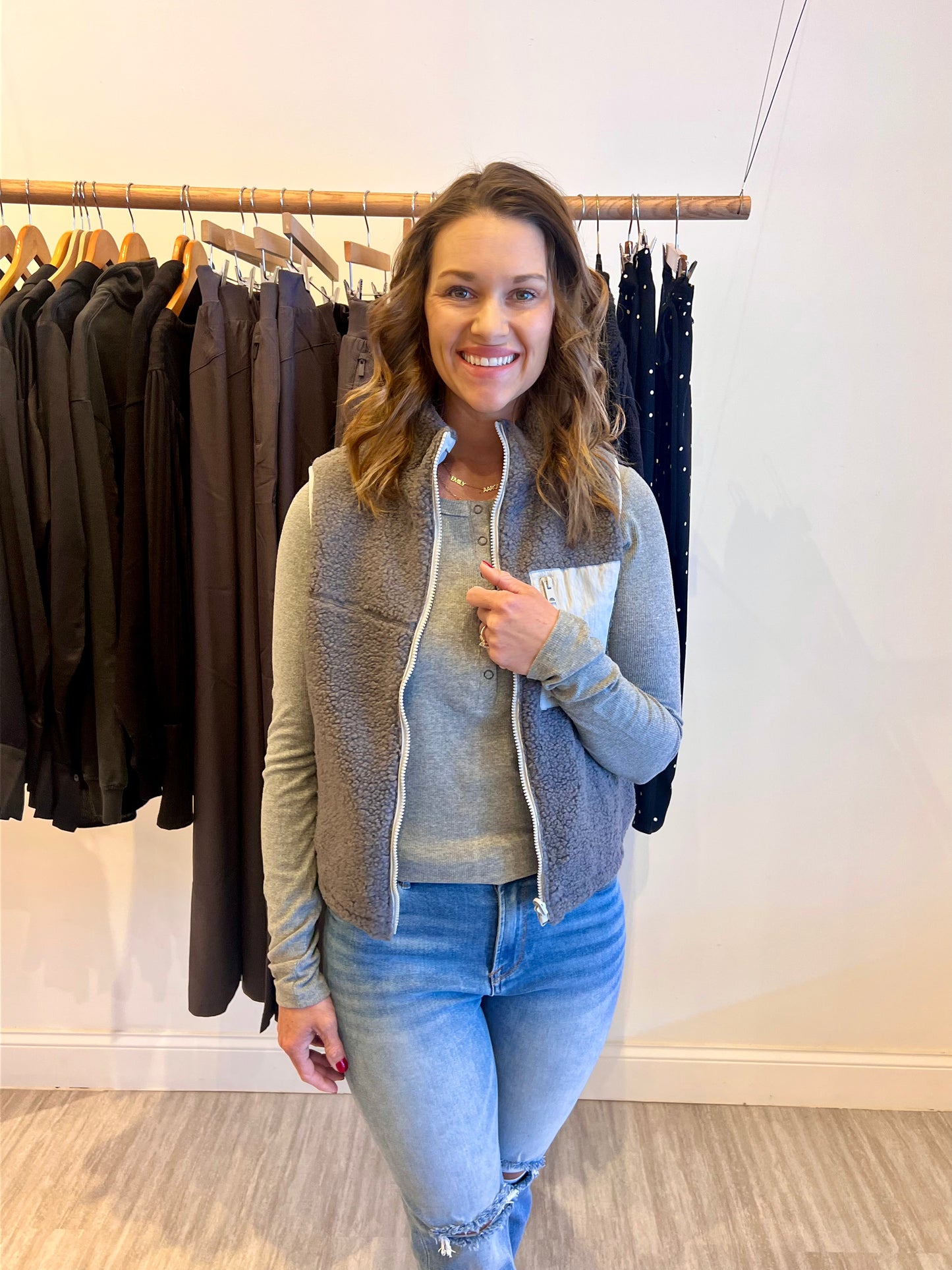 Reversible Fleece Vest - Charcoal