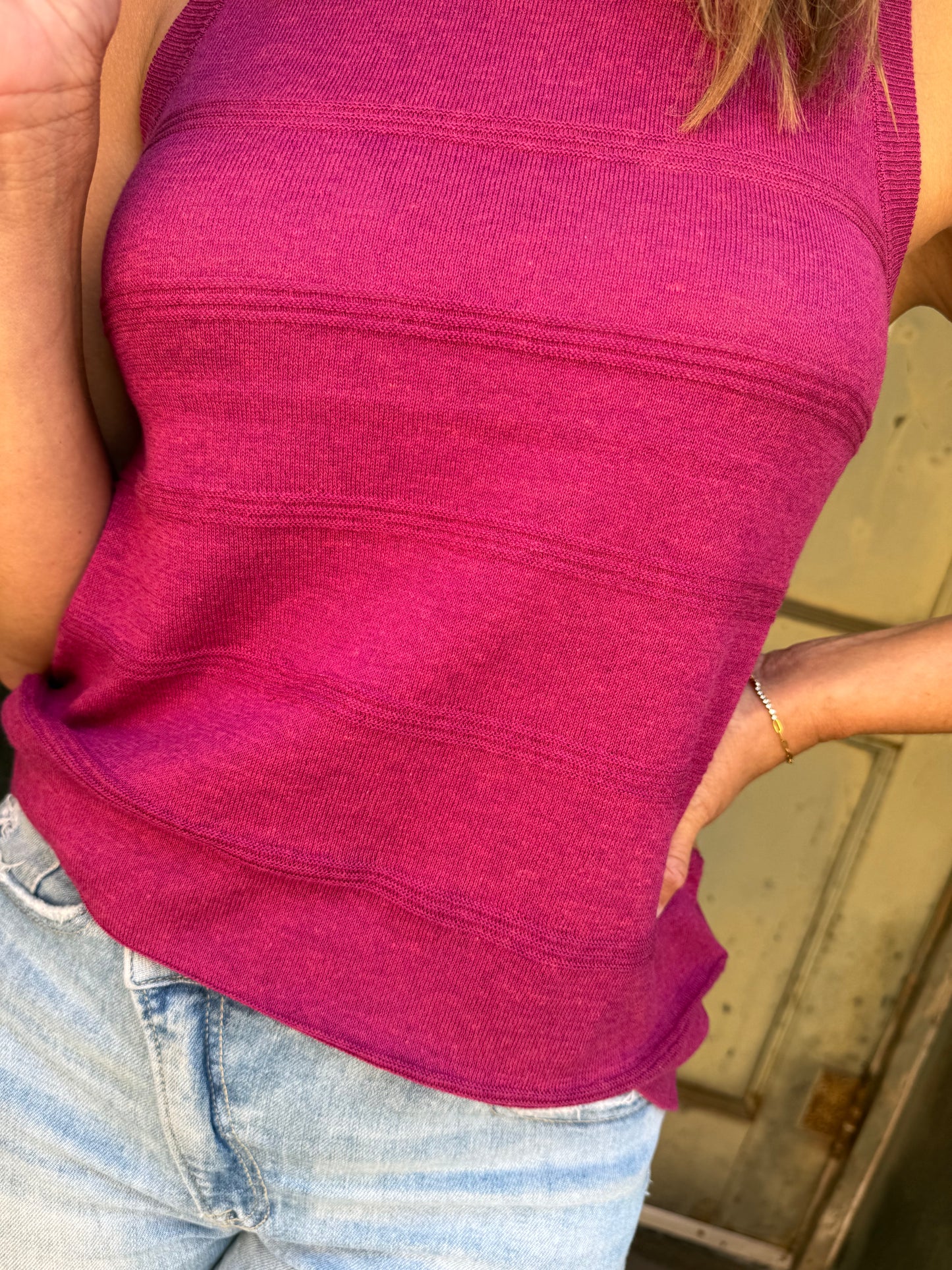 Berry Twist Knit Tank