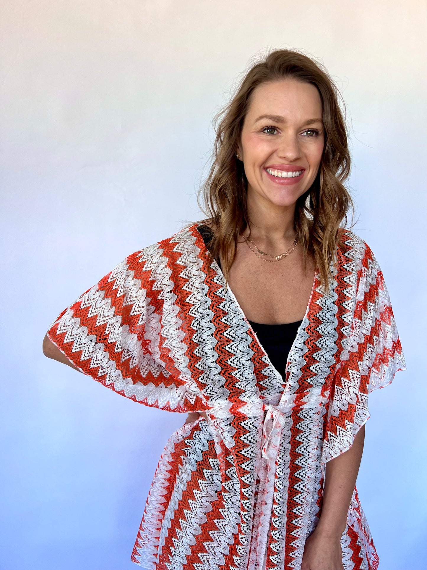 Crochet Lace Cover Up - Orange
