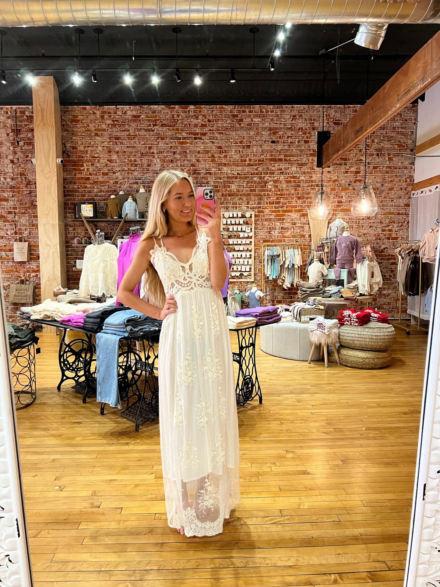 Cream Floral Detail Dress