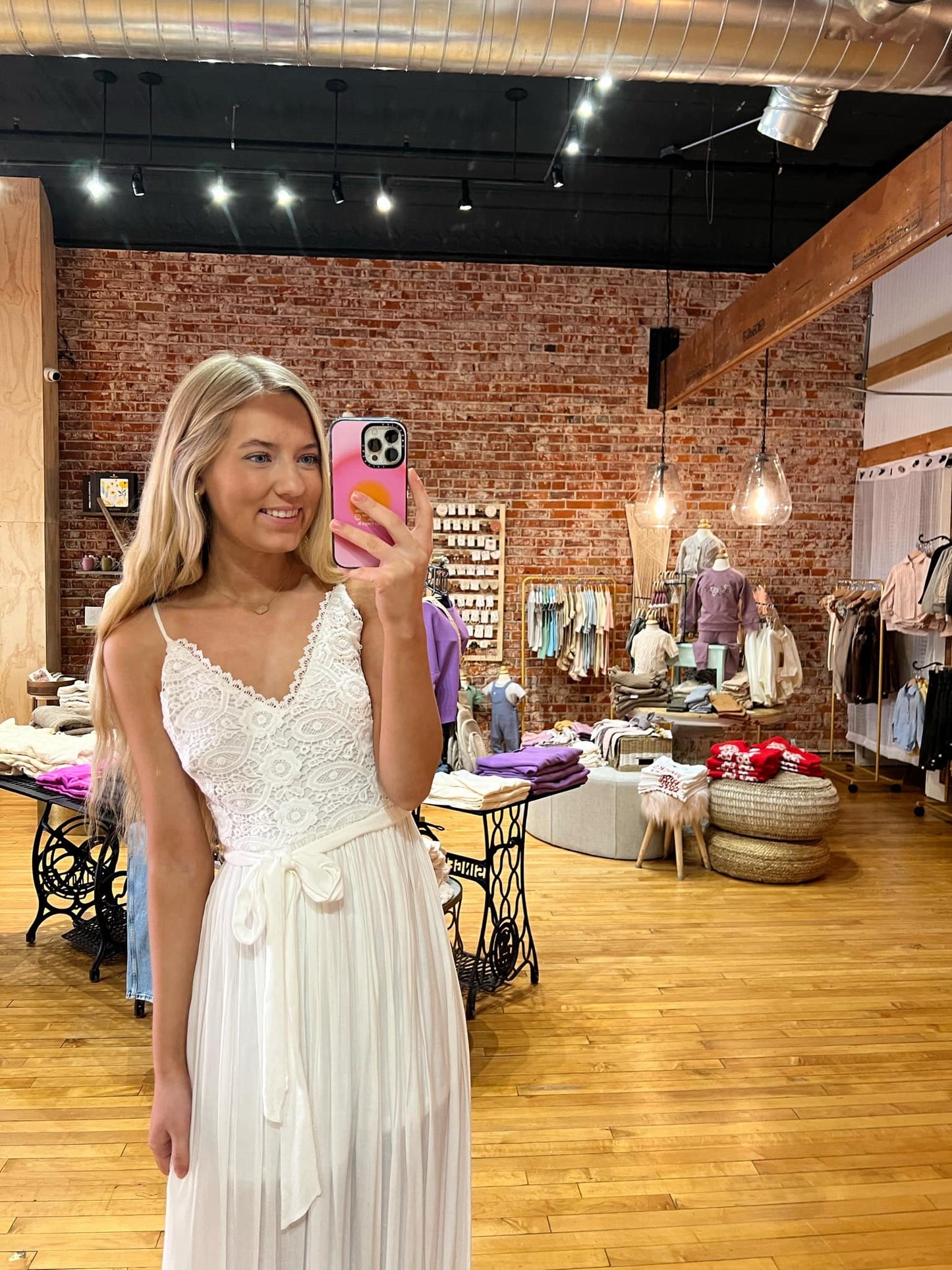 White Lace Flow Dress