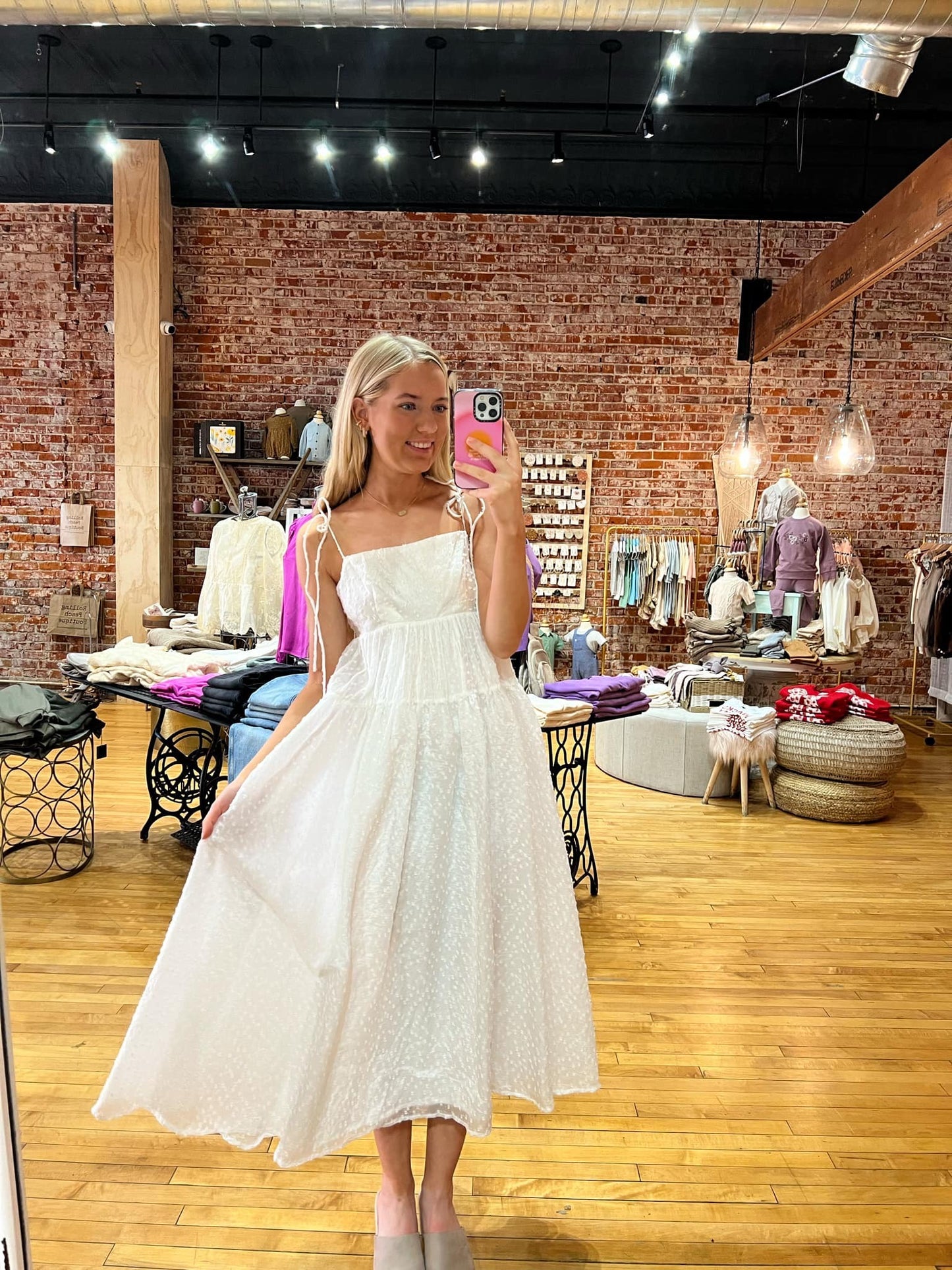 White Bow Strap Dress