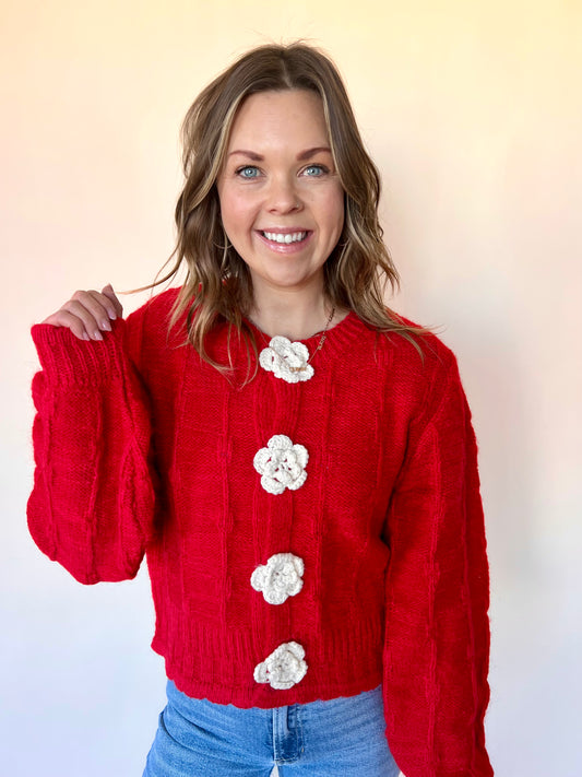 Think On It Red Cardi