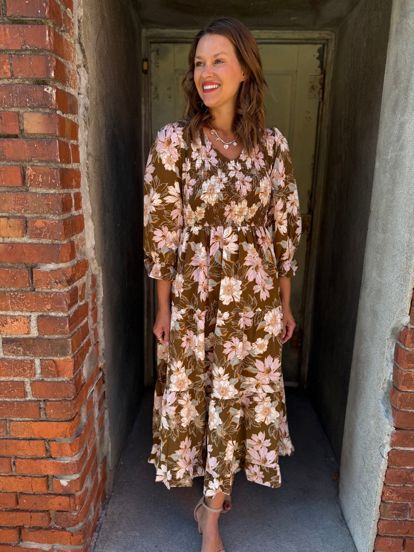 The Meadow Tiered Midi Dress
