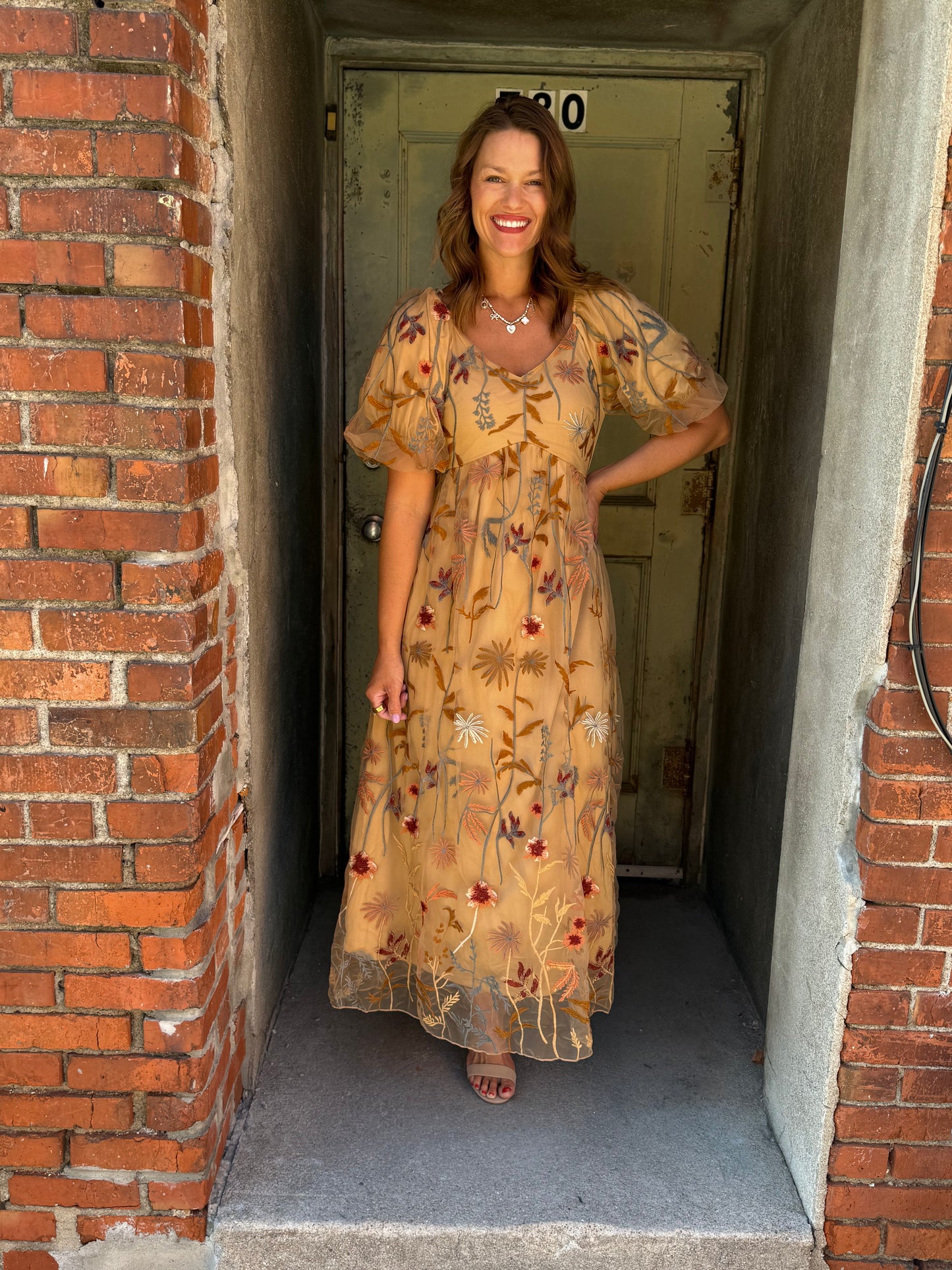 The Celeste Embroidered Midi Dress