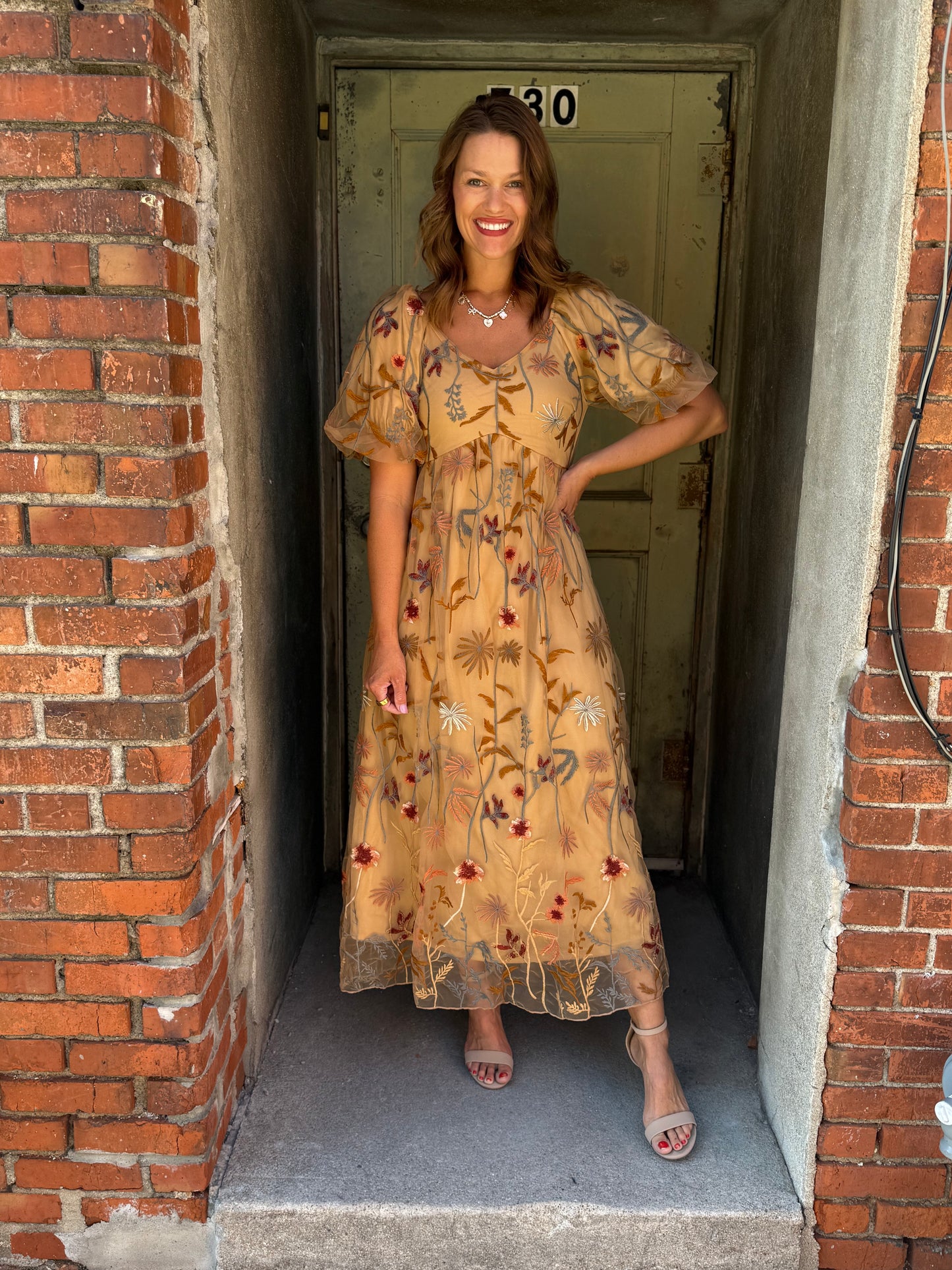 The Celeste Embroidered Midi Dress
