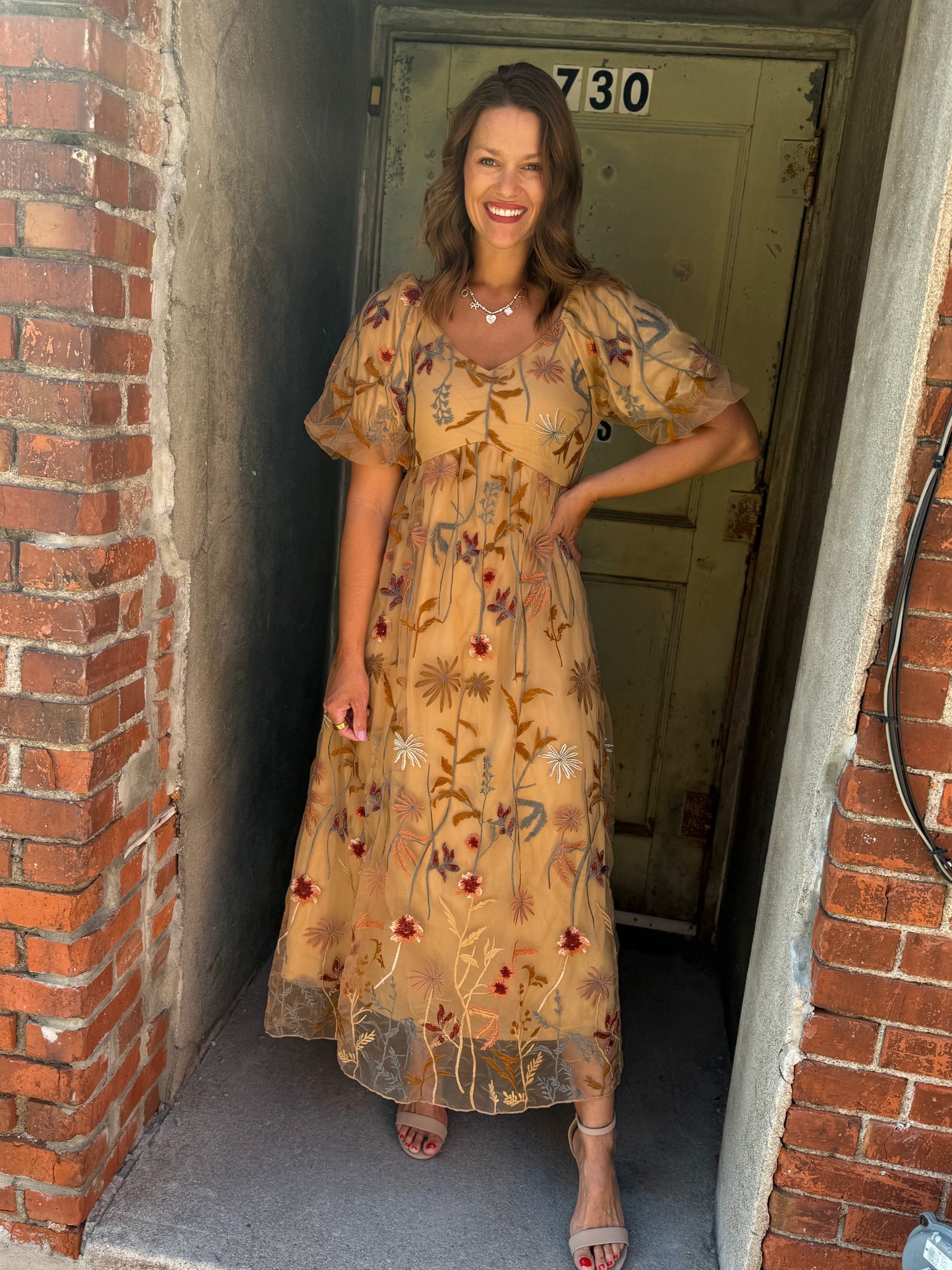 The Celeste Embroidered Midi Dress