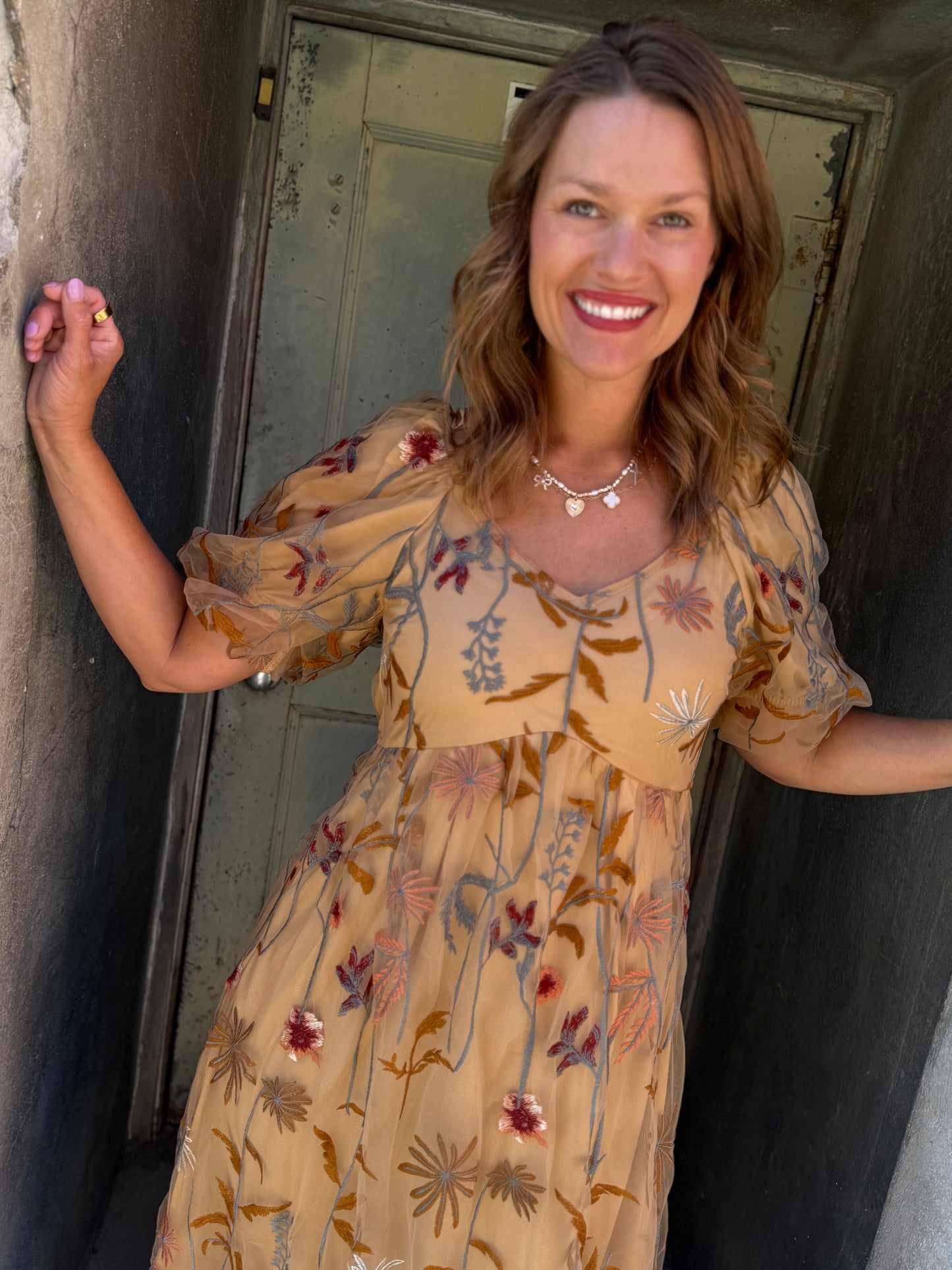 The Celeste Embroidered Midi Dress