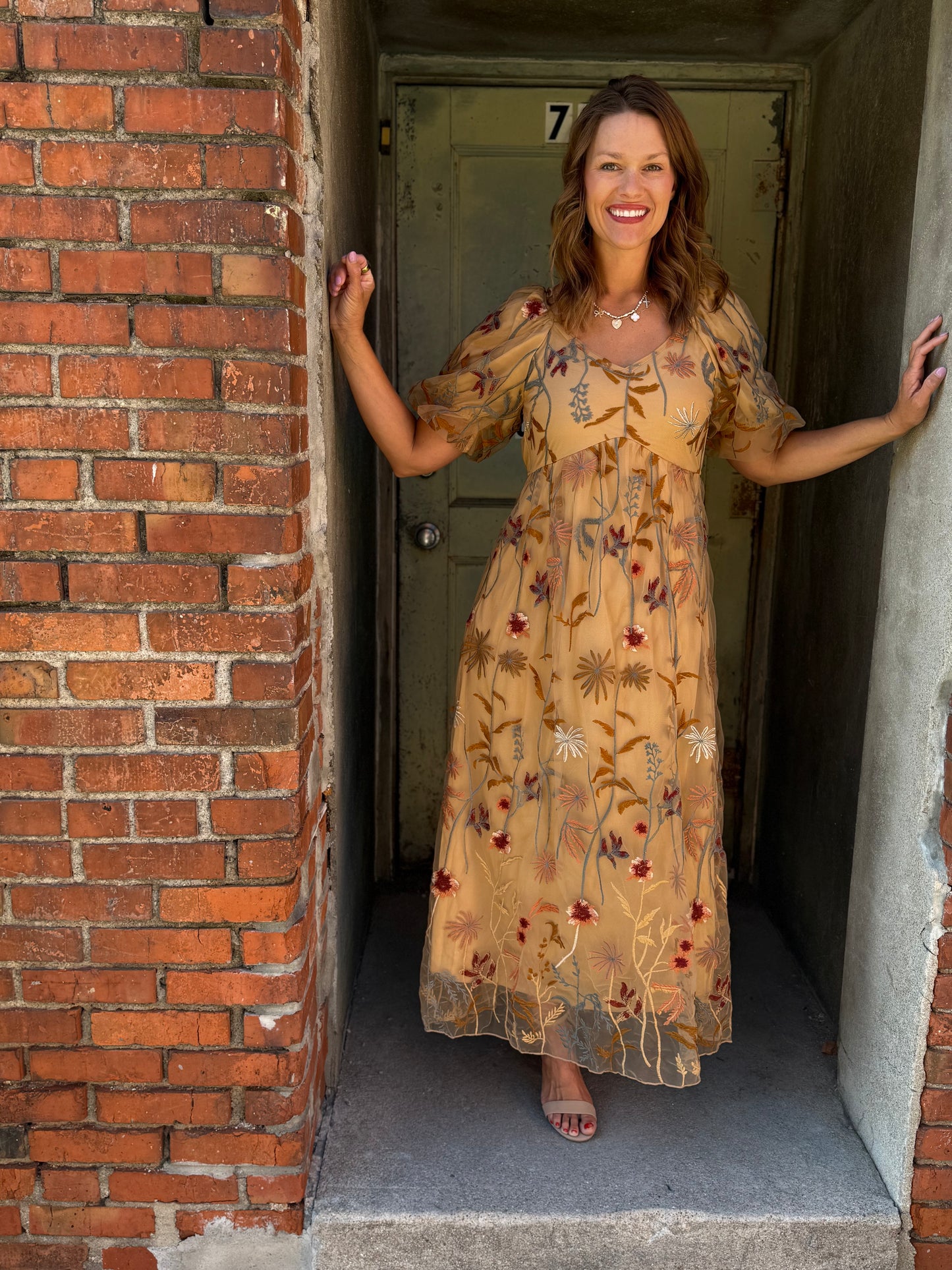 The Celeste Embroidered Midi Dress