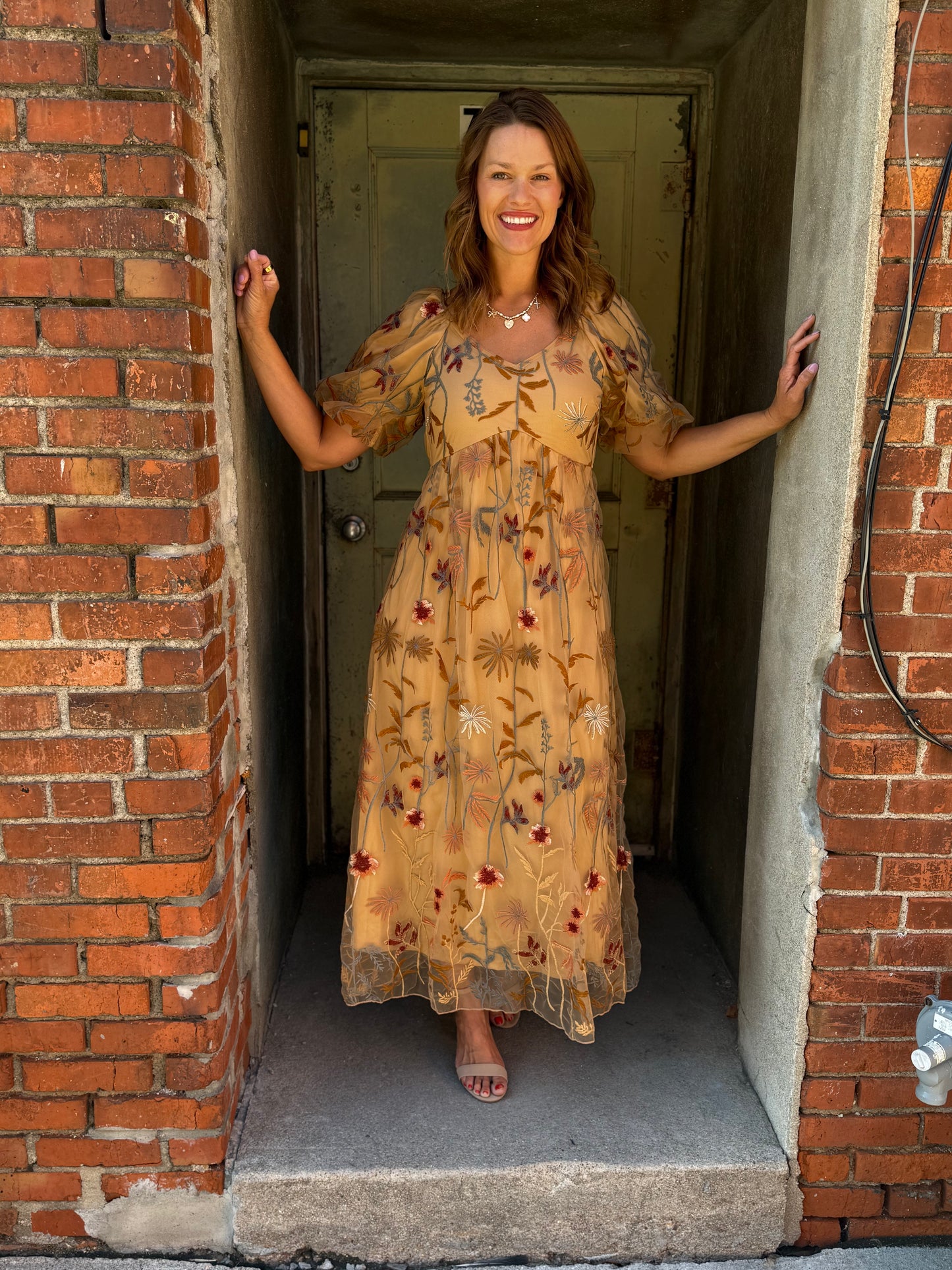 The Celeste Embroidered Midi Dress