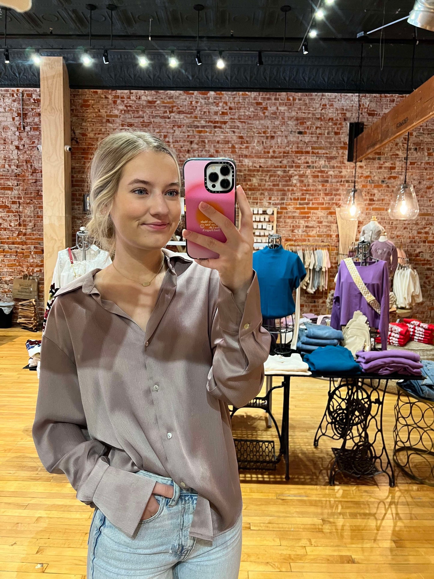 Luxury Button Down Blouse- Lavender