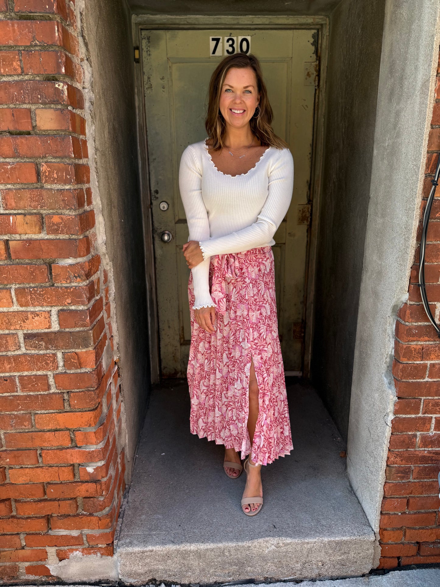Blossom Breeze Pleated Maxi Skirt