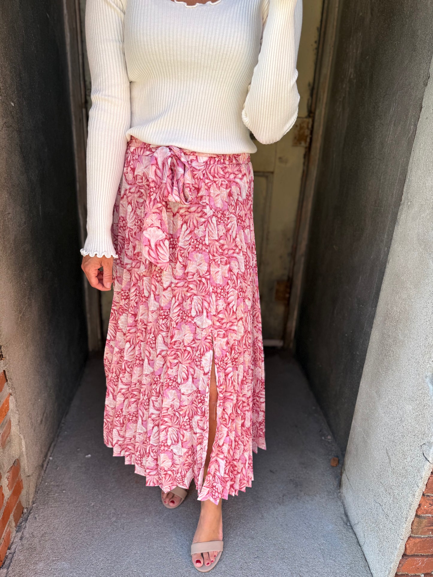 Blossom Breeze Pleated Maxi Skirt