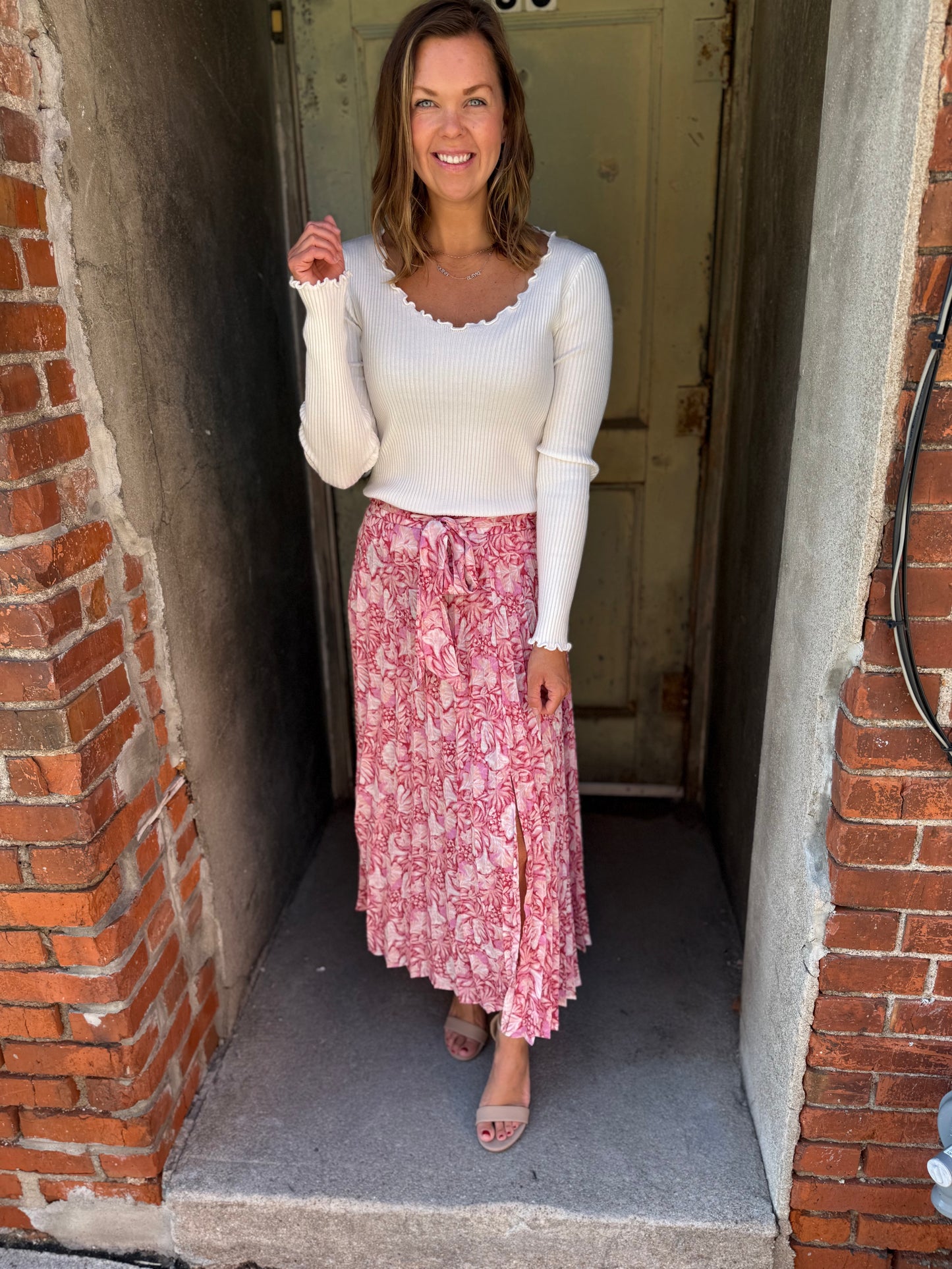 Blossom Breeze Pleated Maxi Skirt