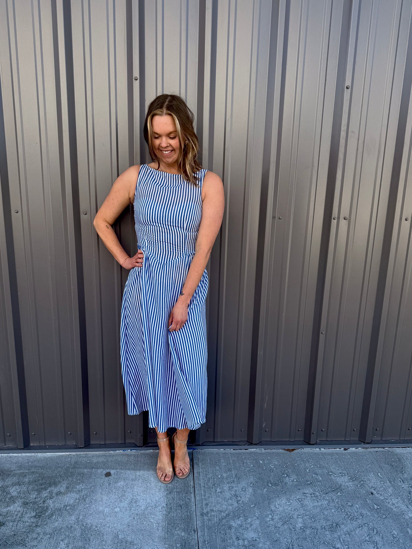 Coastal Classic Stripe Maxi Dress - Blue