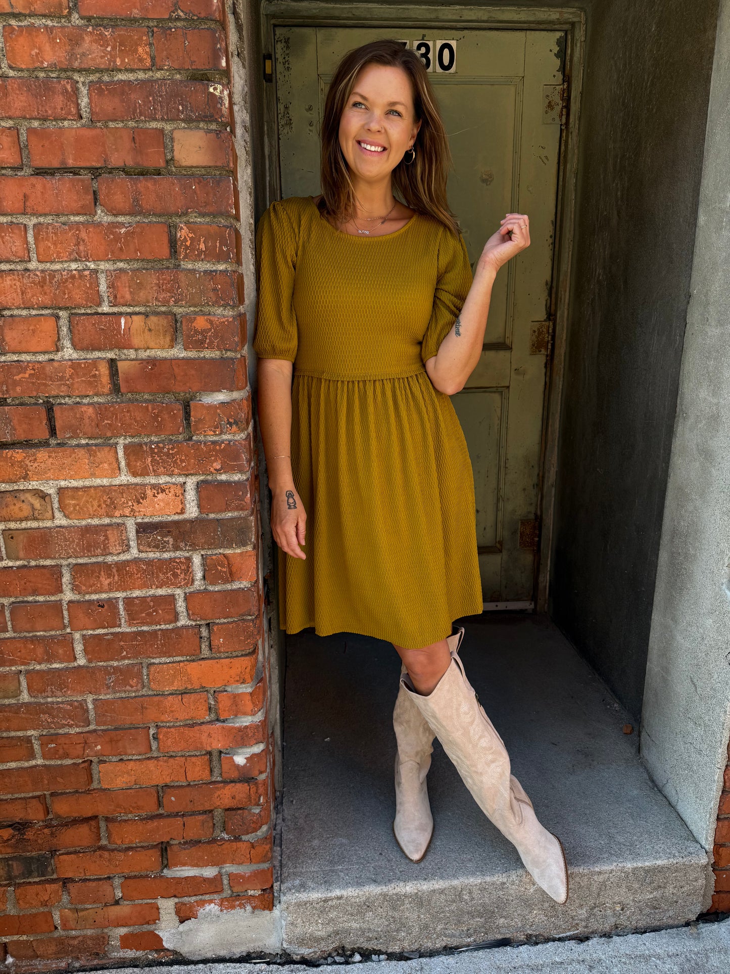 Golden Grove Midi Dress