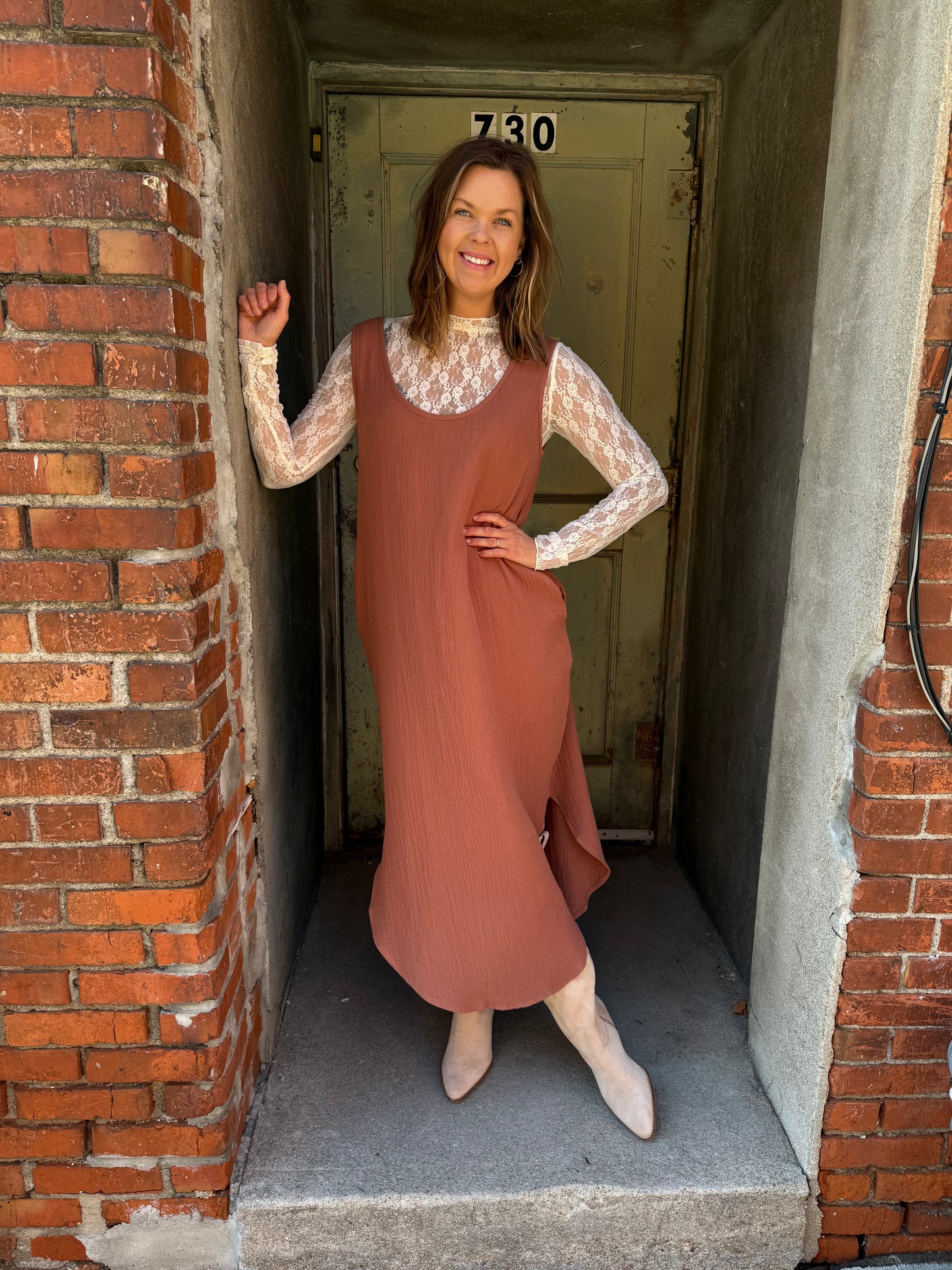 Daisy Waffle Knit Tank Dress