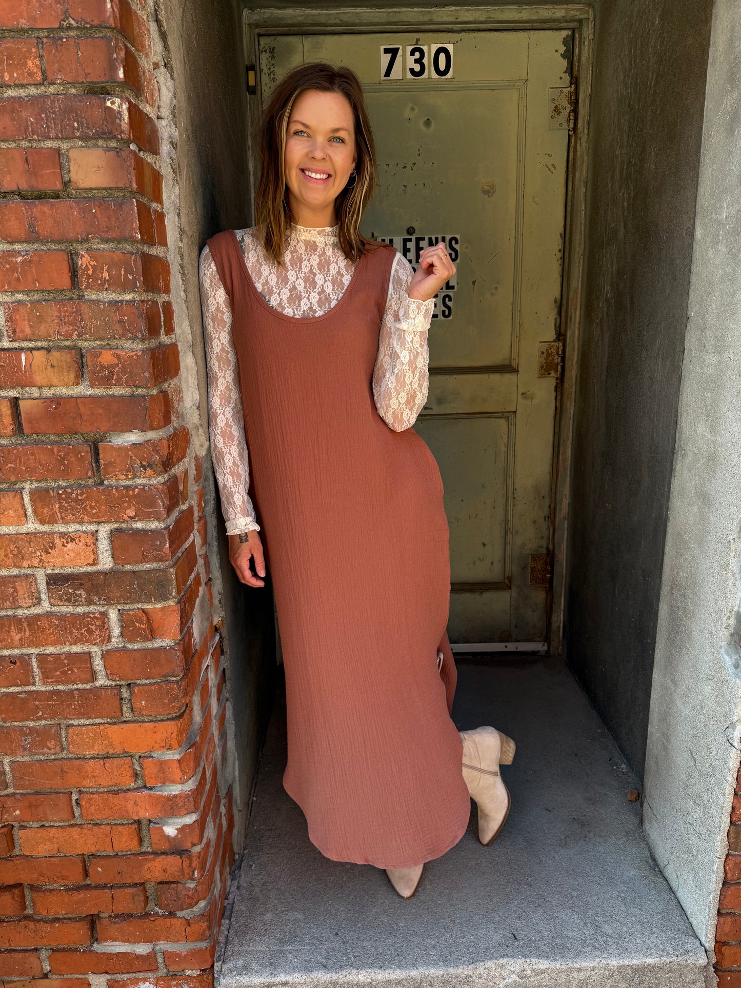 Daisy Waffle Knit Tank Dress