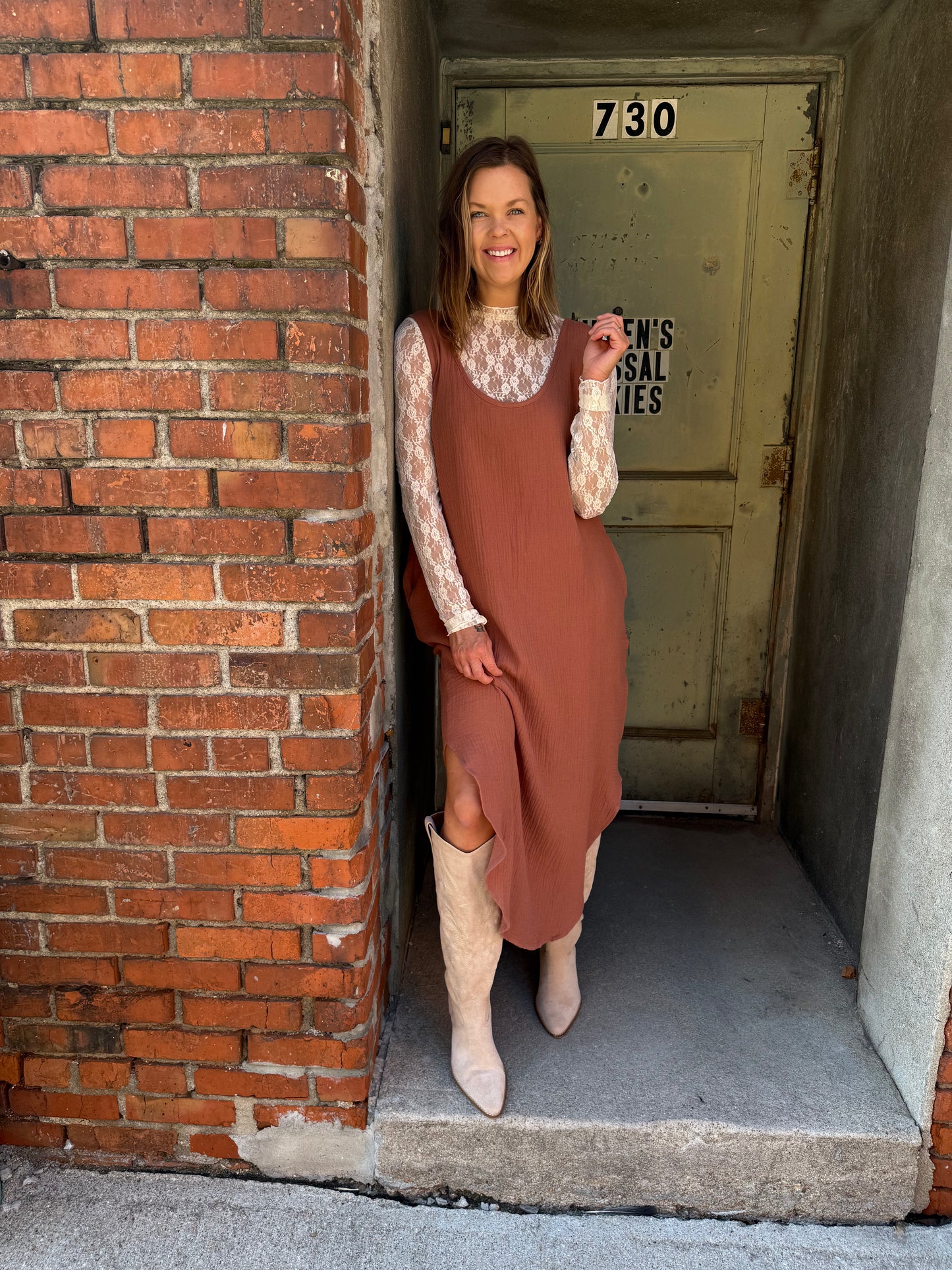 Daisy Waffle Knit Tank Dress