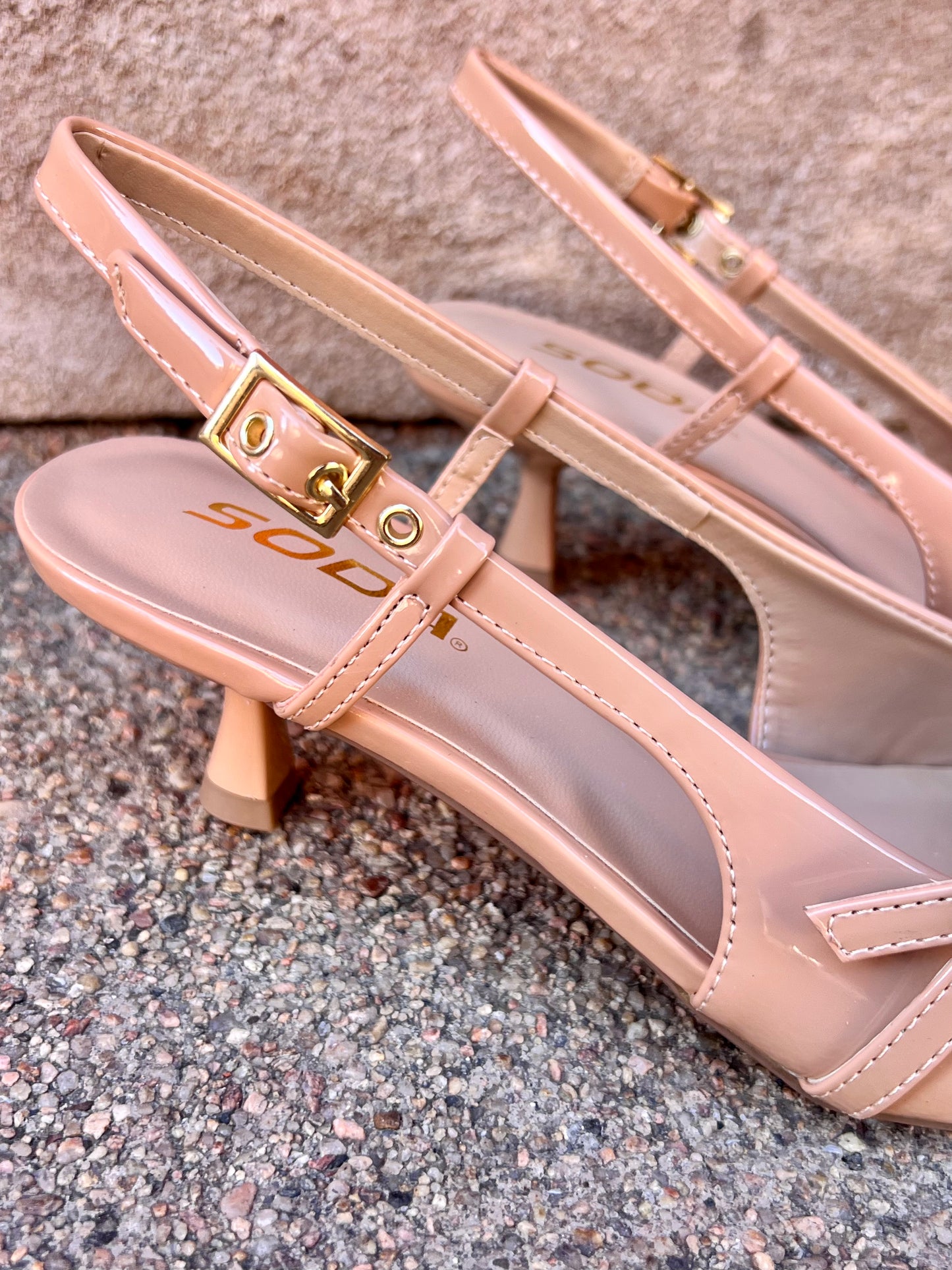 Tan Kitten Heel Sling Back