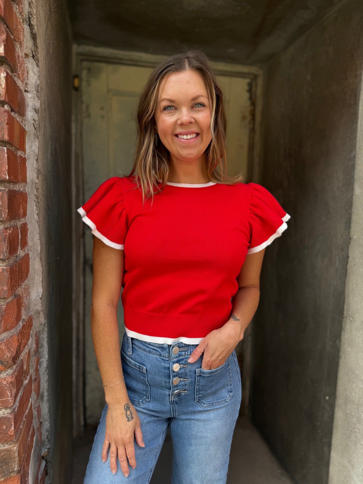 The Ruby Ruffle Knit Top