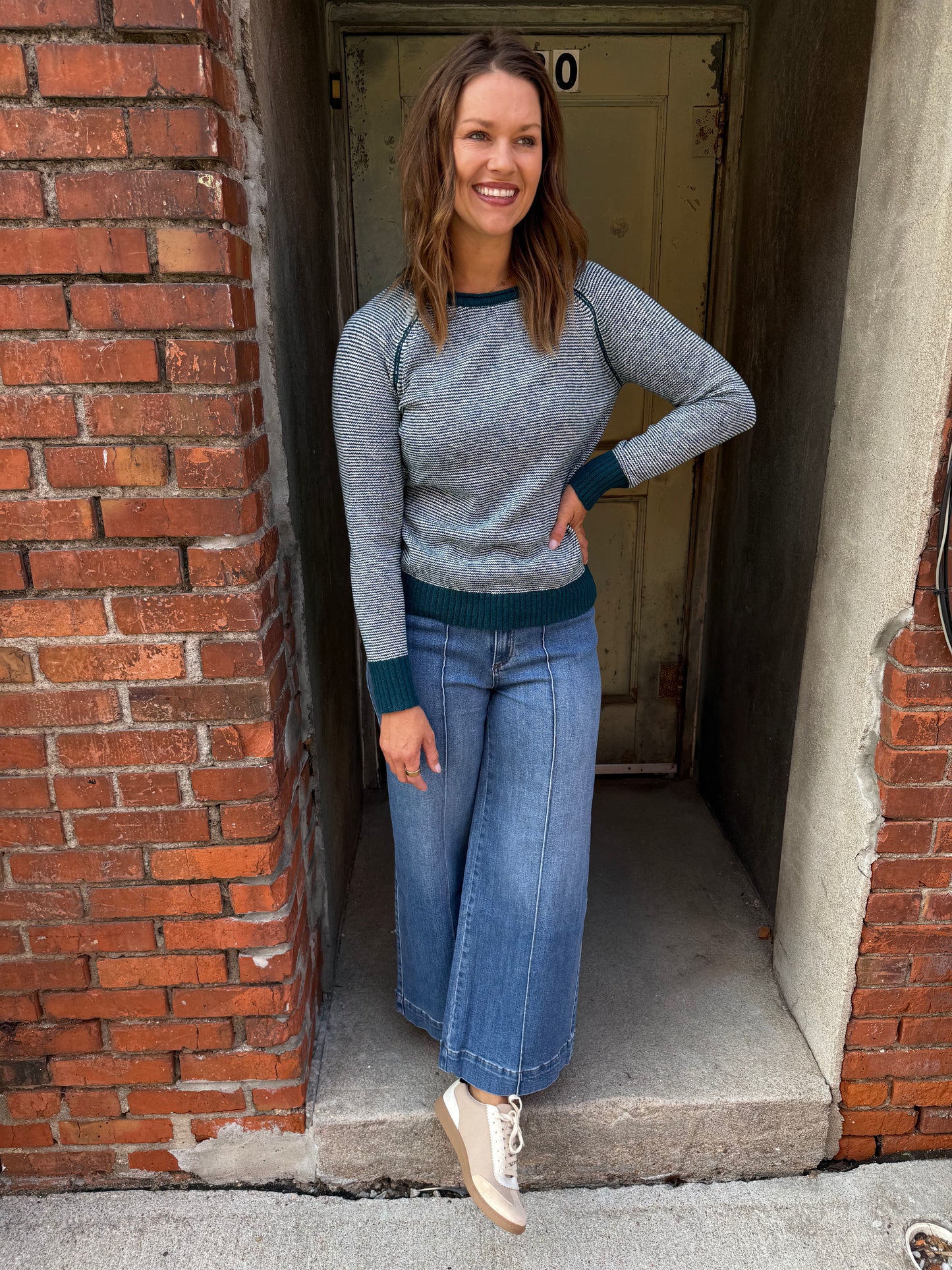 The Line Up Sweater - Teal