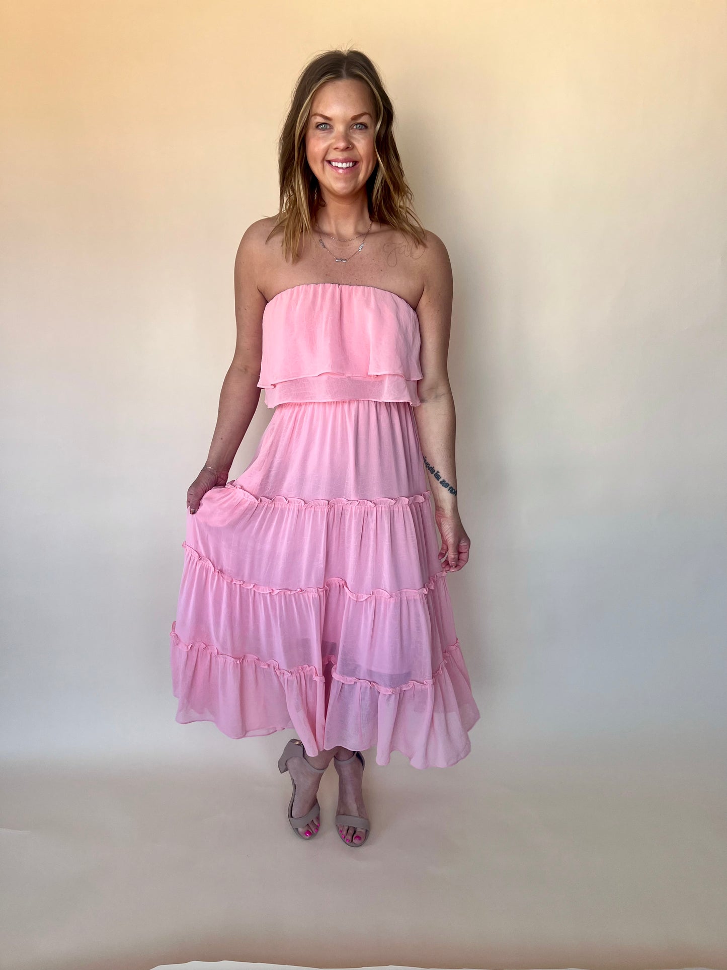 Tiered Strapless Dress