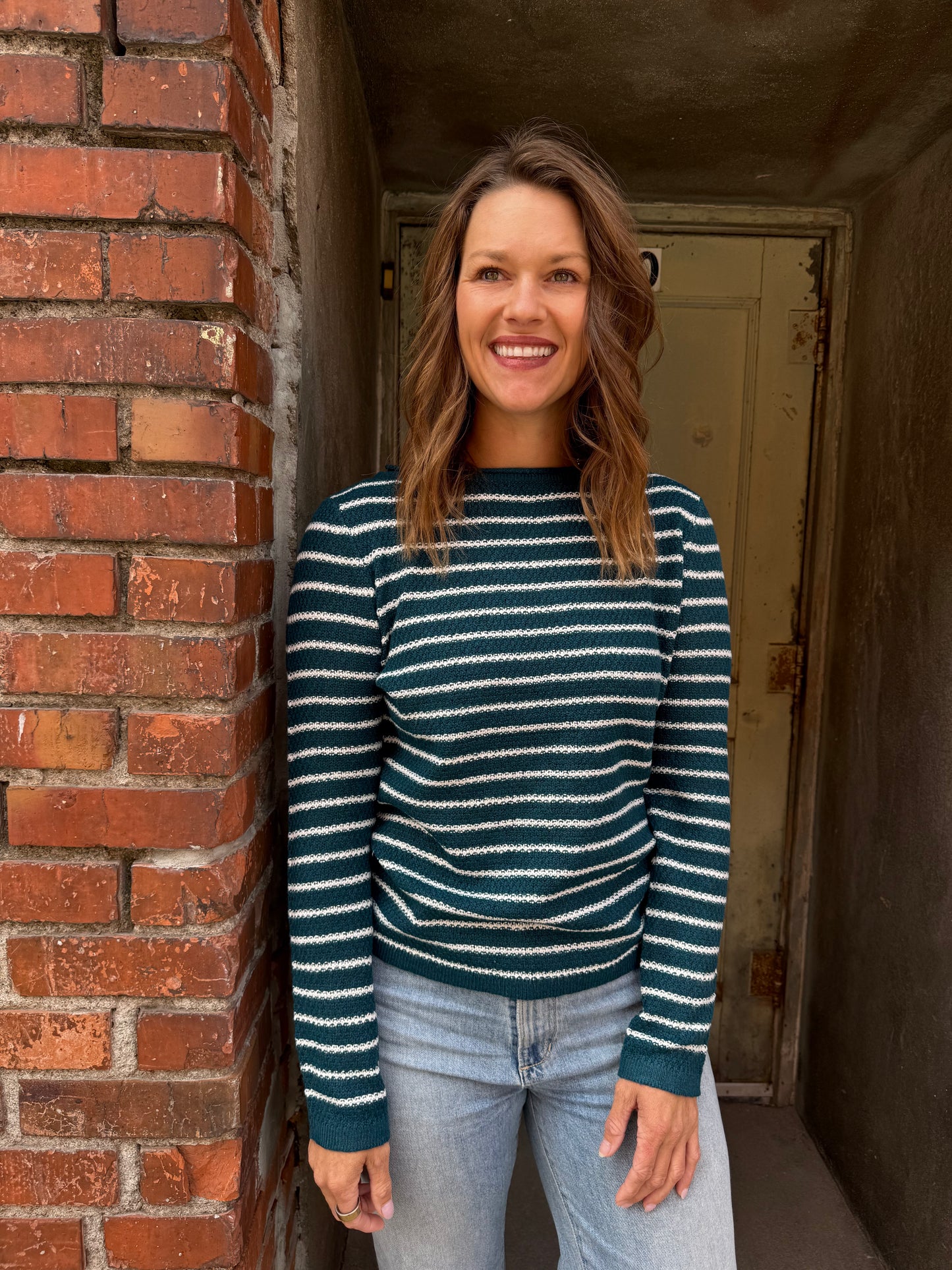 Striped Waffle Sweater