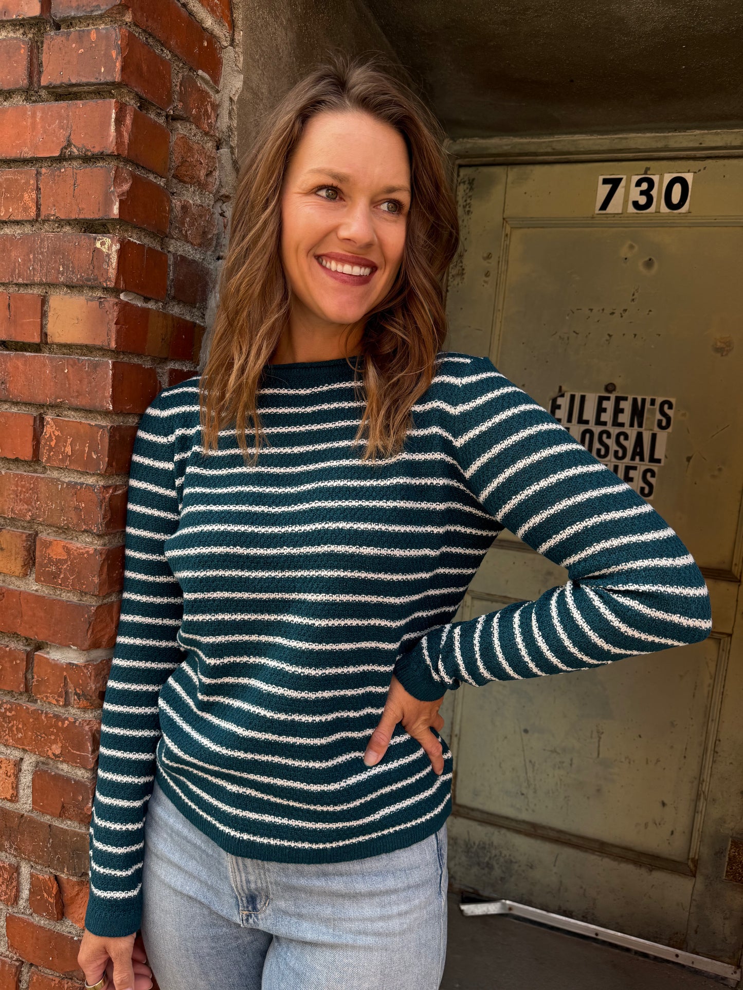 Striped Waffle Sweater