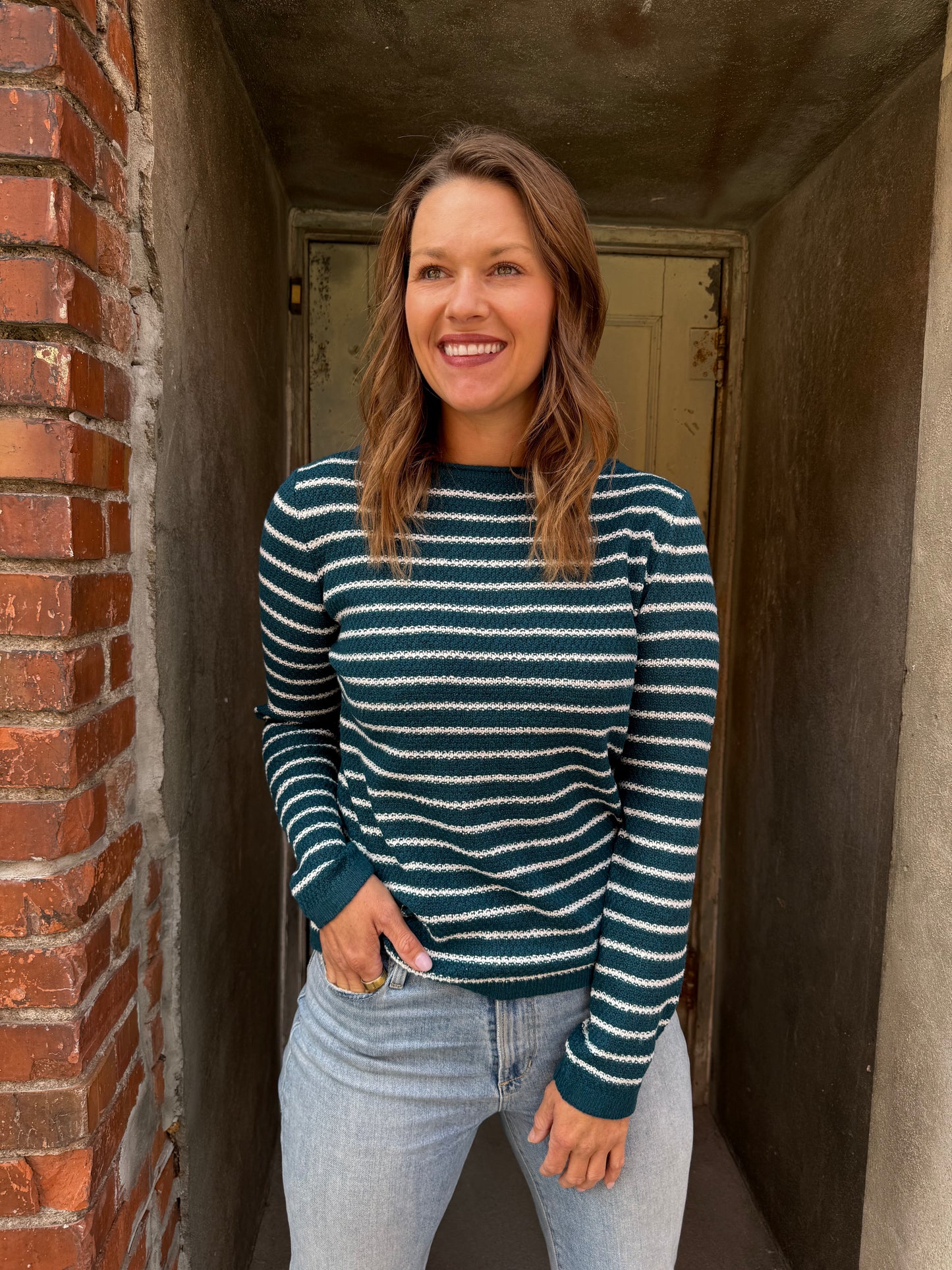 Striped Waffle Sweater