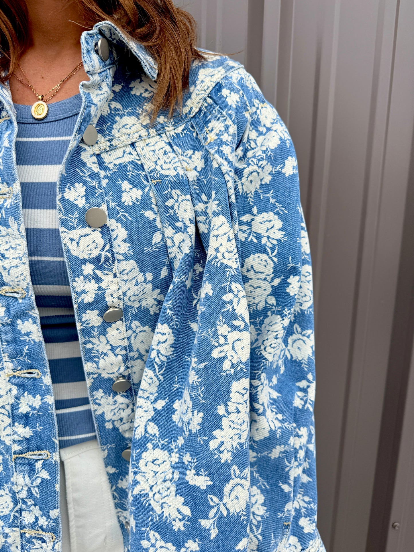 The Jardin Pleated Denim Jacket