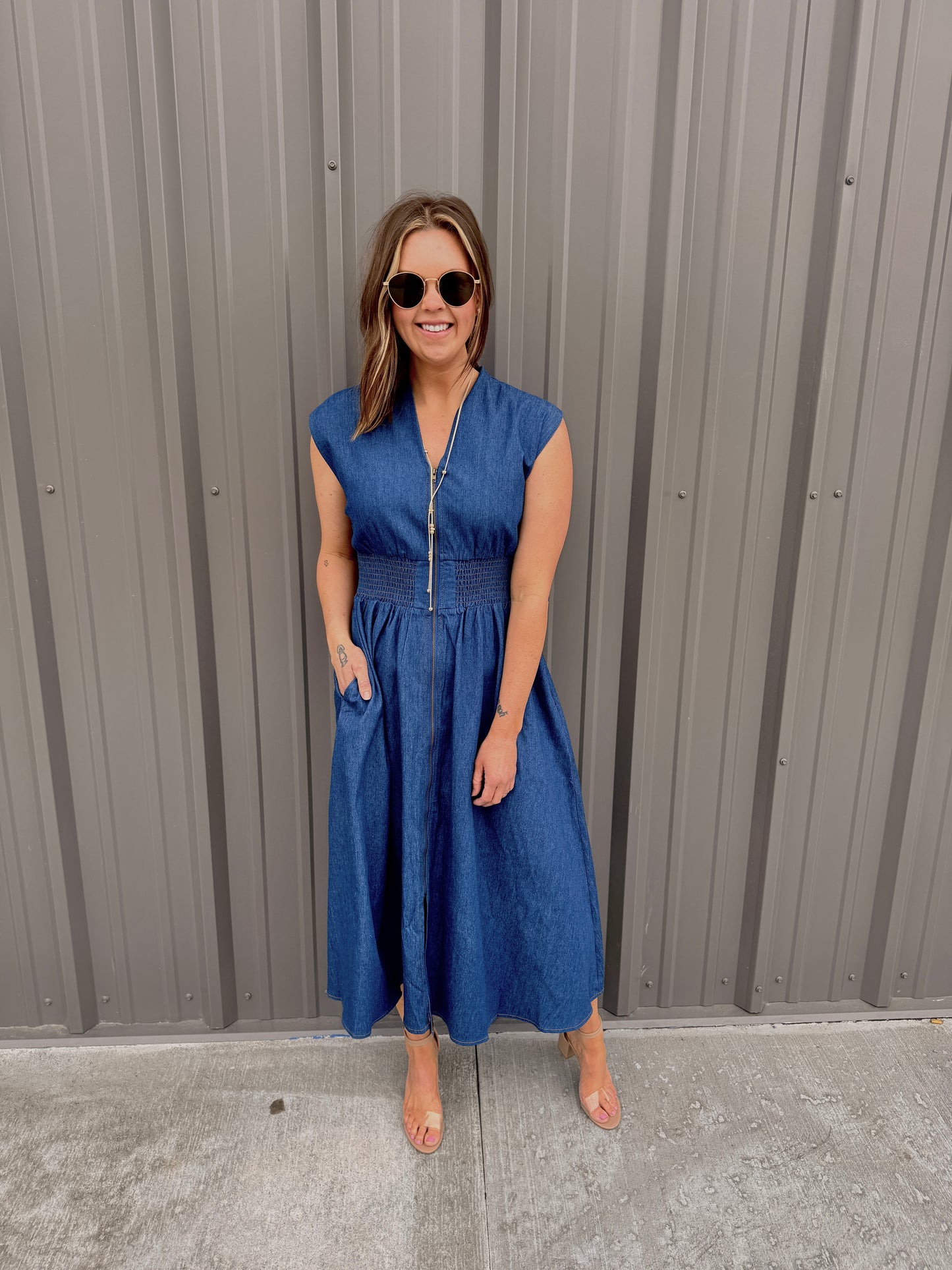 Denim Comfort Midi Dress