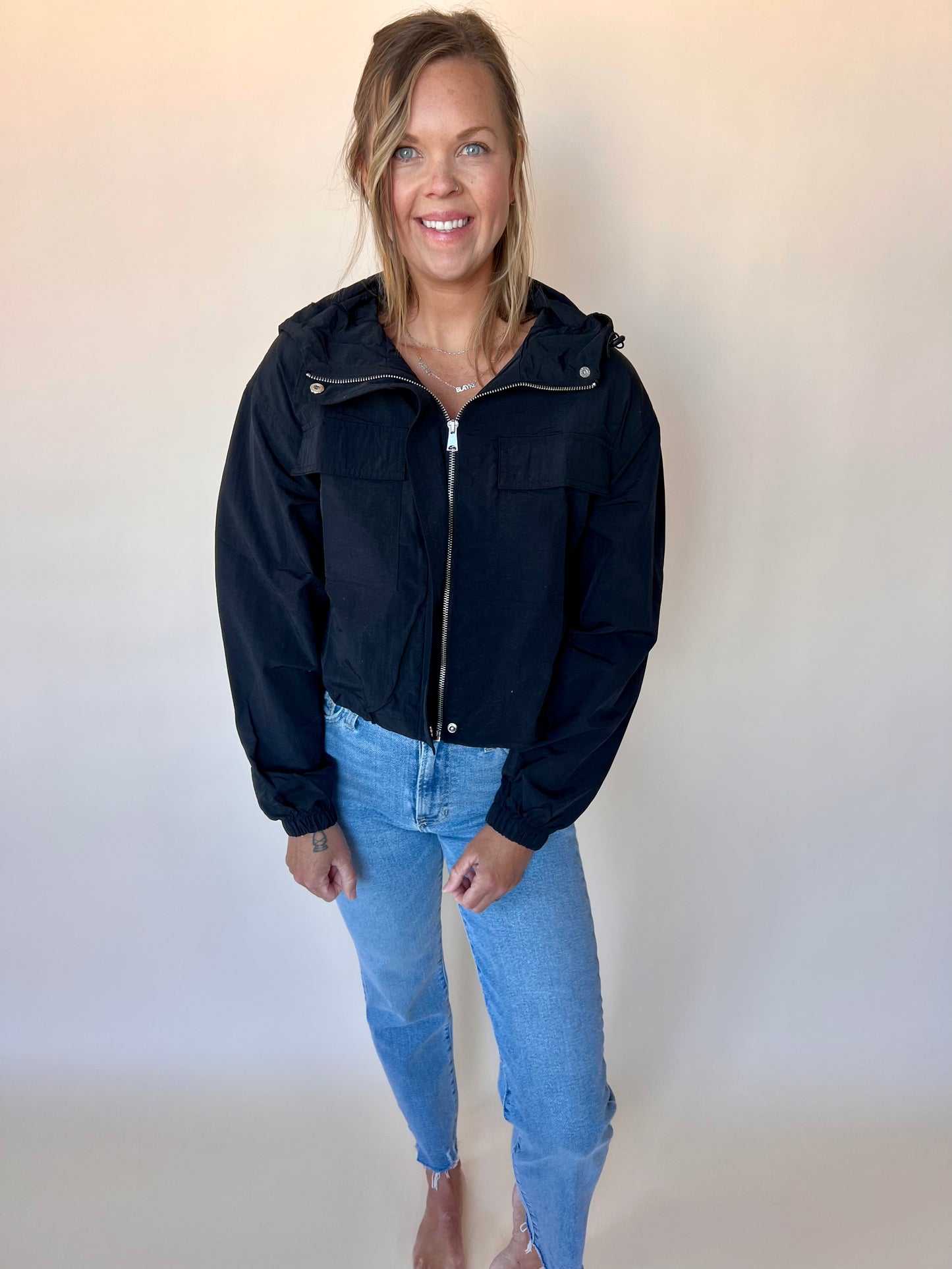Black Windbreaker Jacket