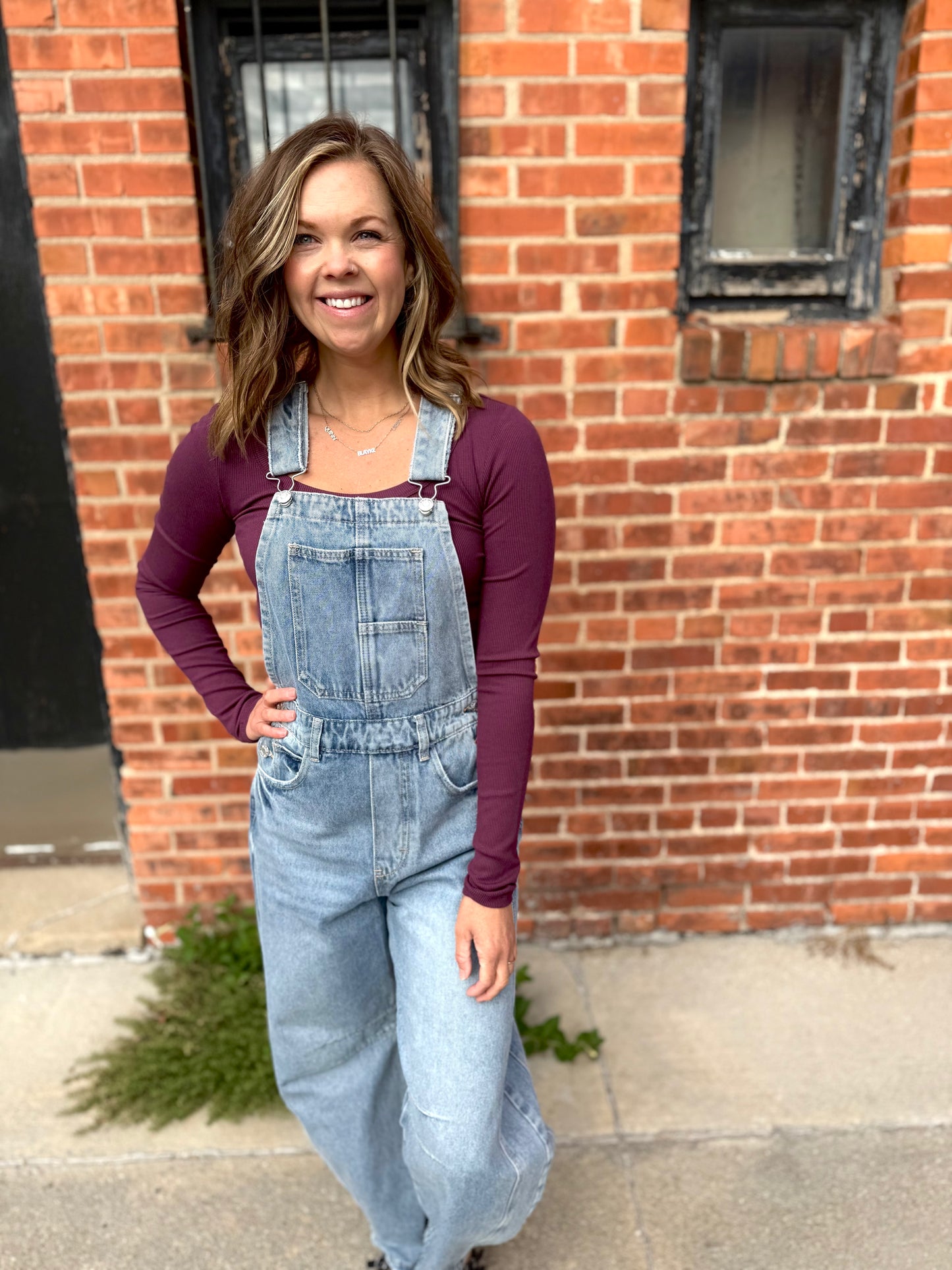 Barrel-Leg Denim Overalls