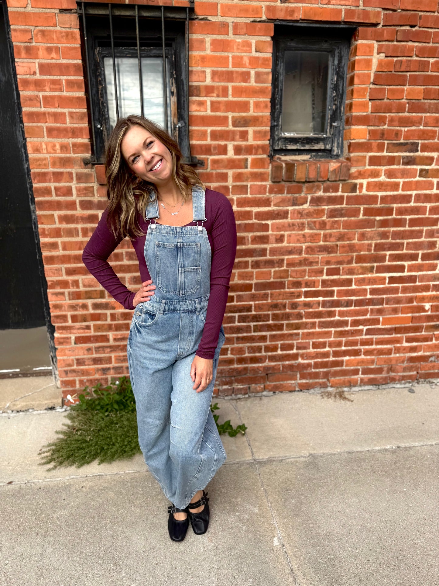 Barrel-Leg Denim Overalls