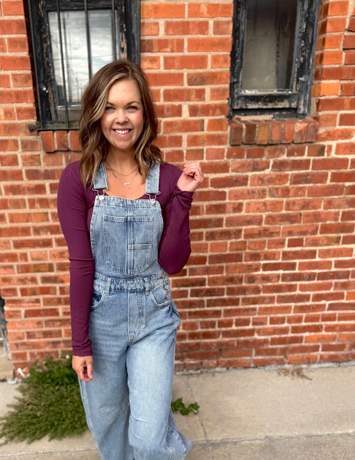 Barrel-Leg Denim Overalls
