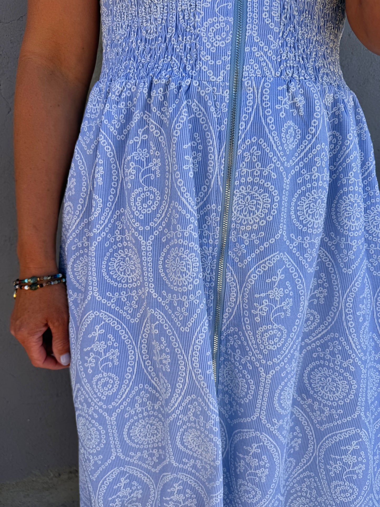 Sky Serenade Zip Midi Dress