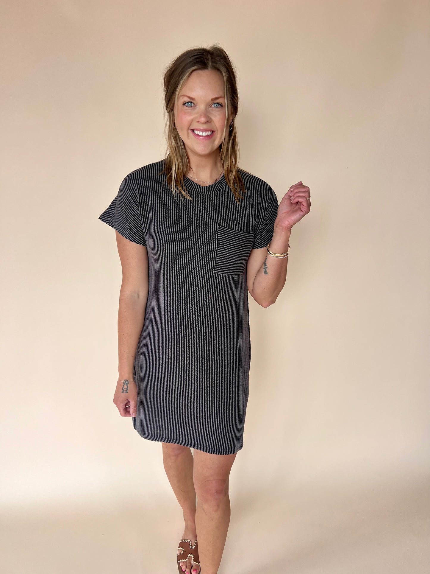 Try To Keep Up Dress - Charcoal
