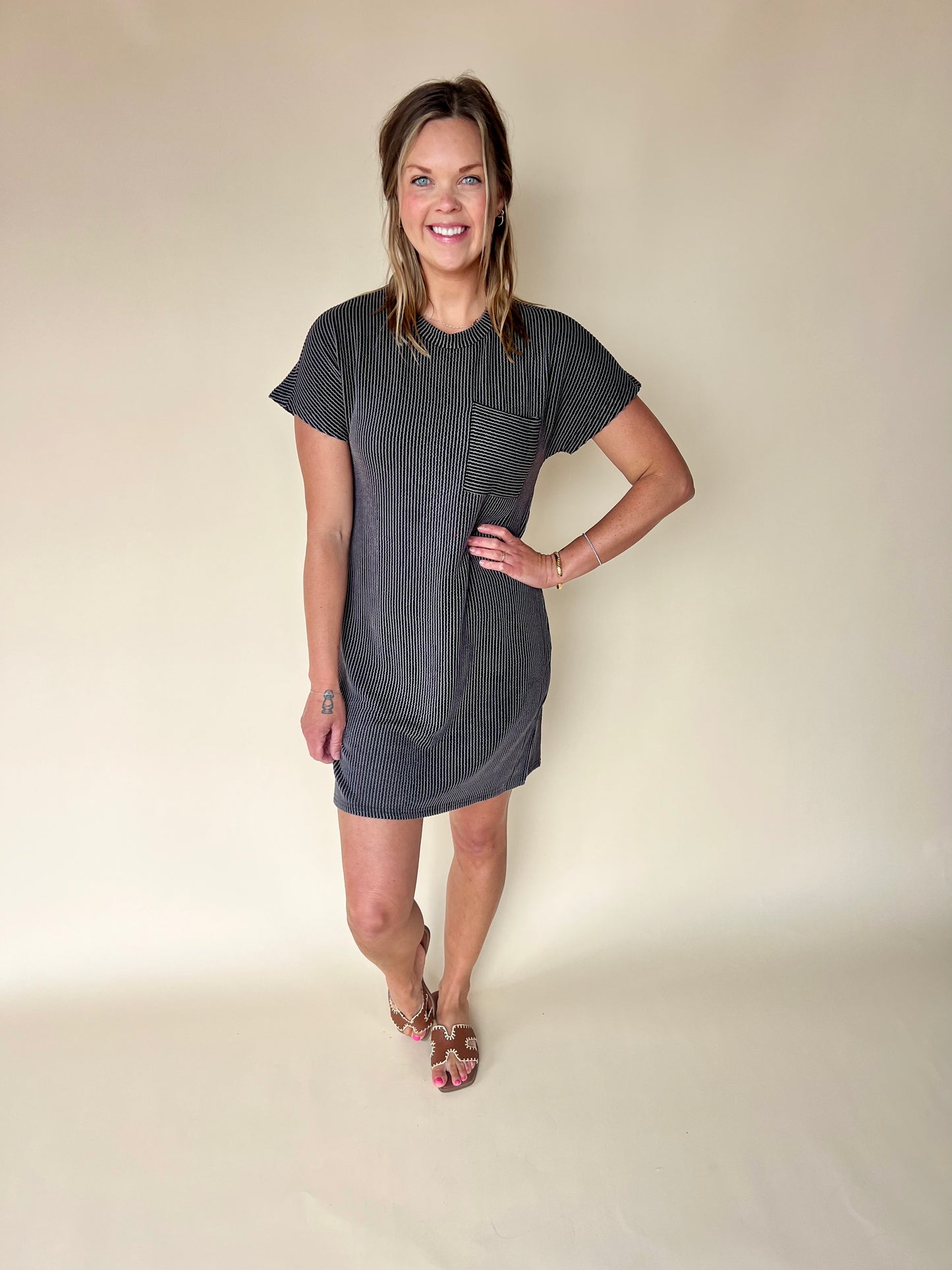 Try To Keep Up Dress - Charcoal