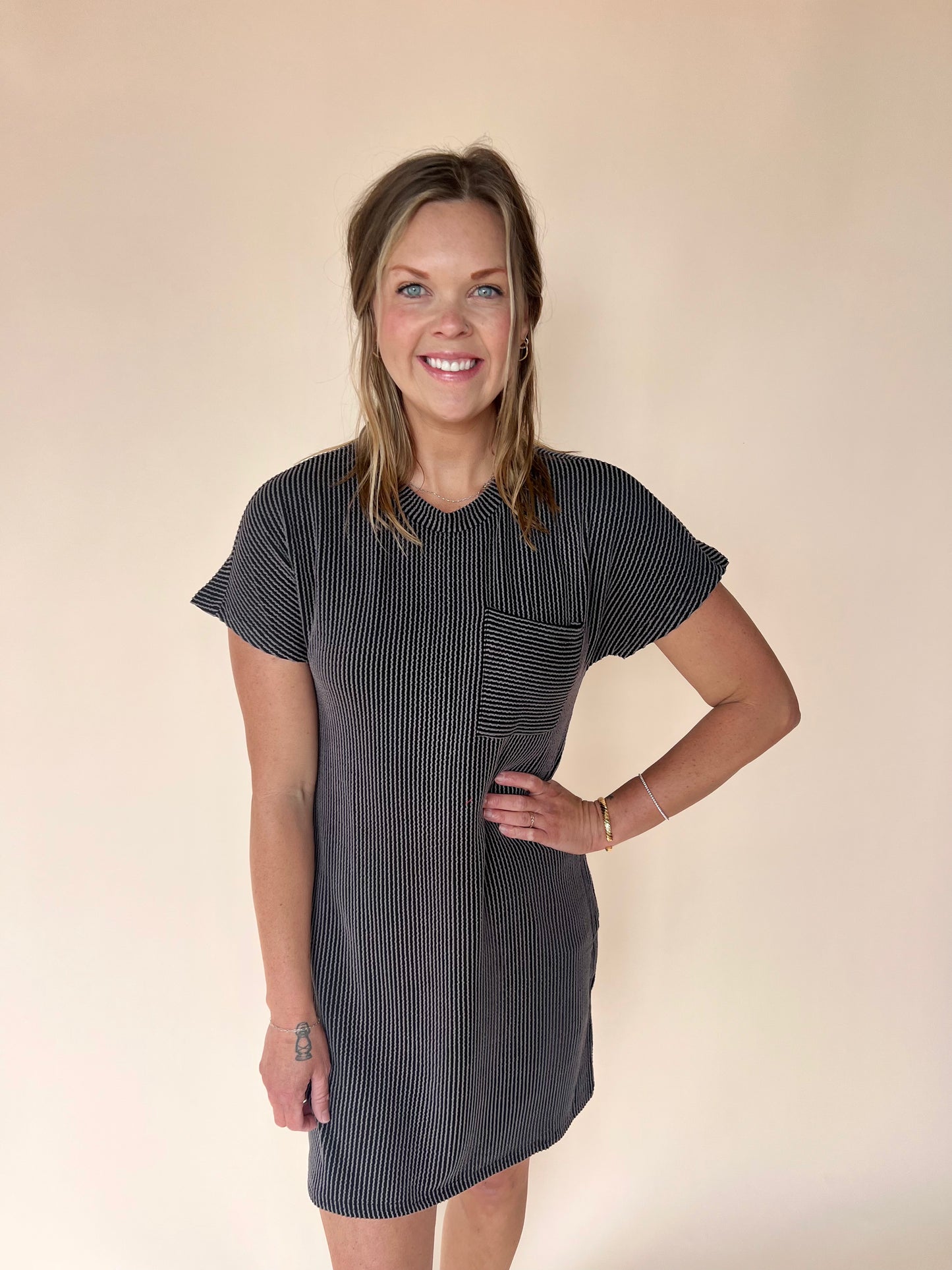 Try To Keep Up Dress - Charcoal