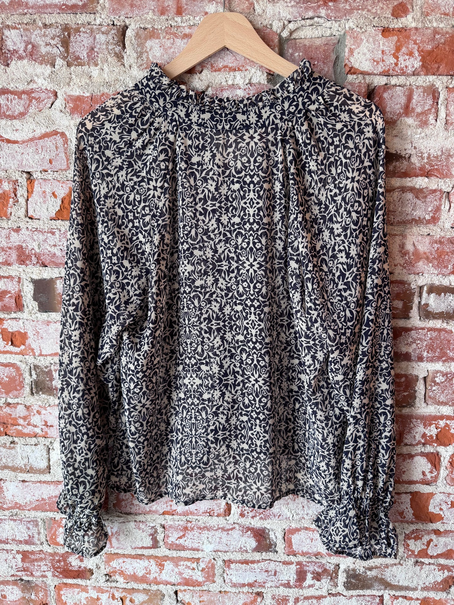 Midnight Garden Button-Front Blouse