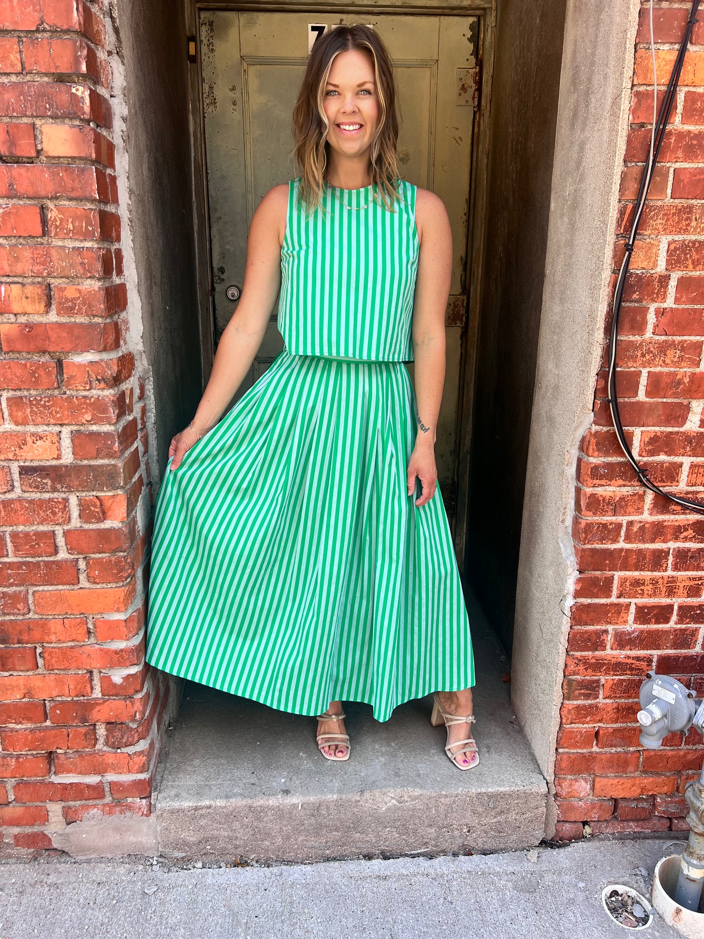 Kinny Stripe Midi Skirt