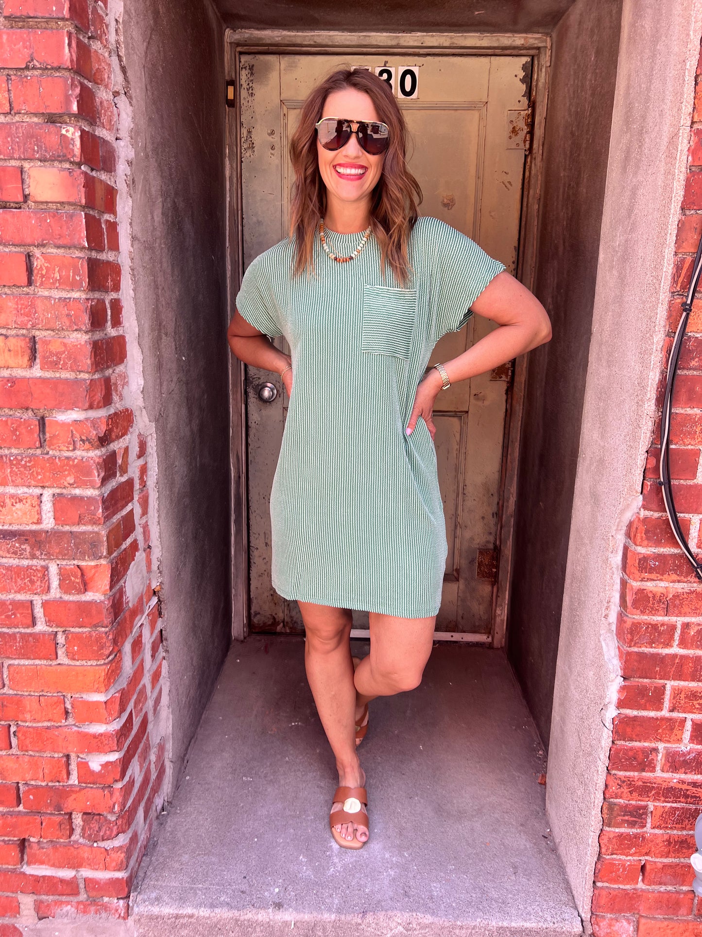 Try To Keep Up Dress : Green