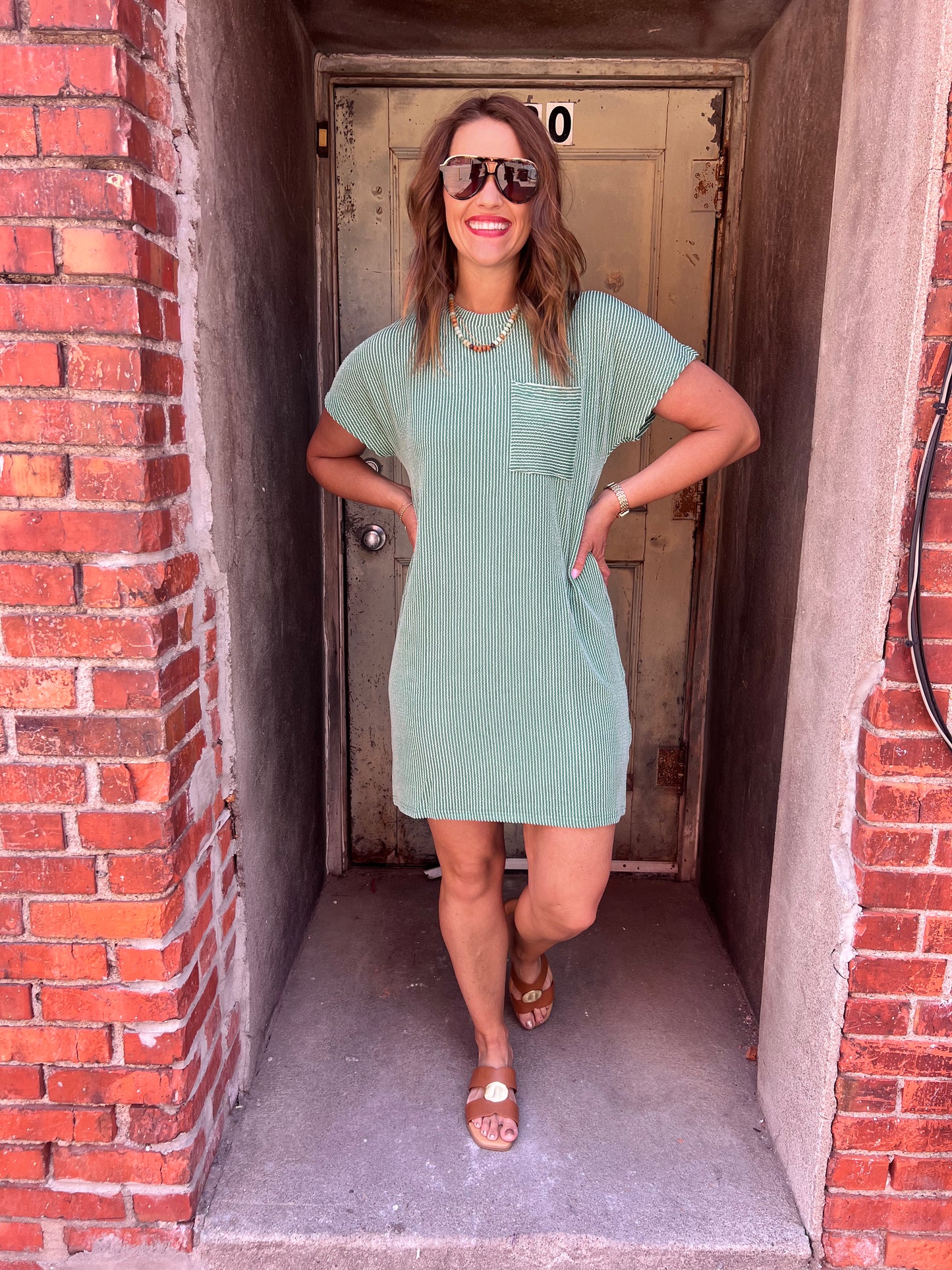 Try To Keep Up Dress : Green