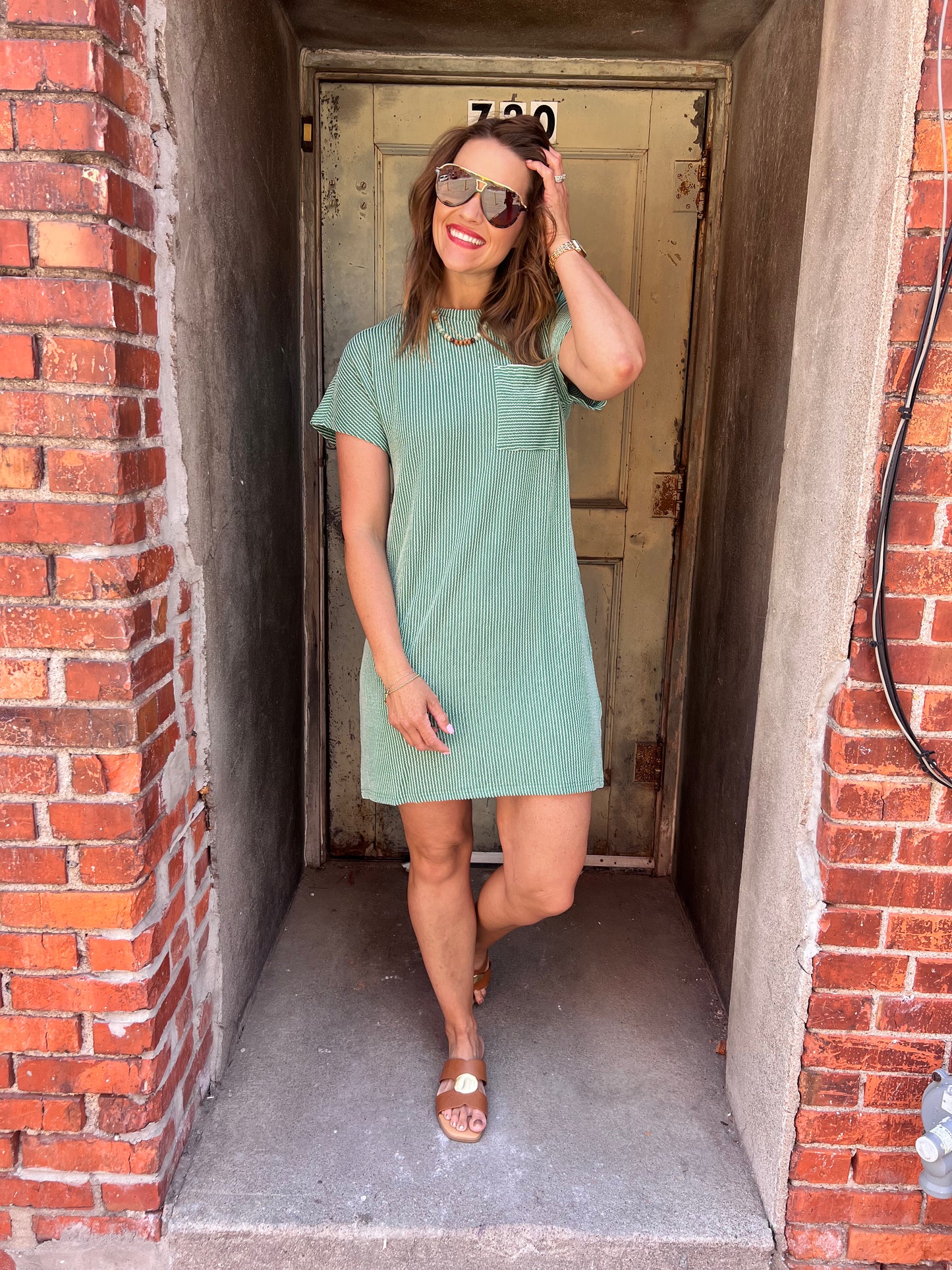 Try To Keep Up Dress : Green