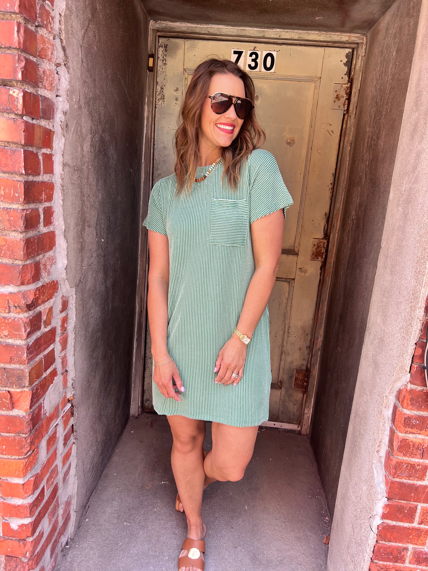 Try To Keep Up Dress : Green