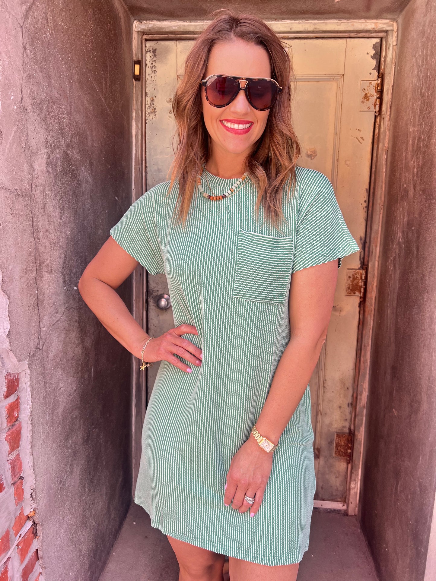 Try To Keep Up Dress : Green