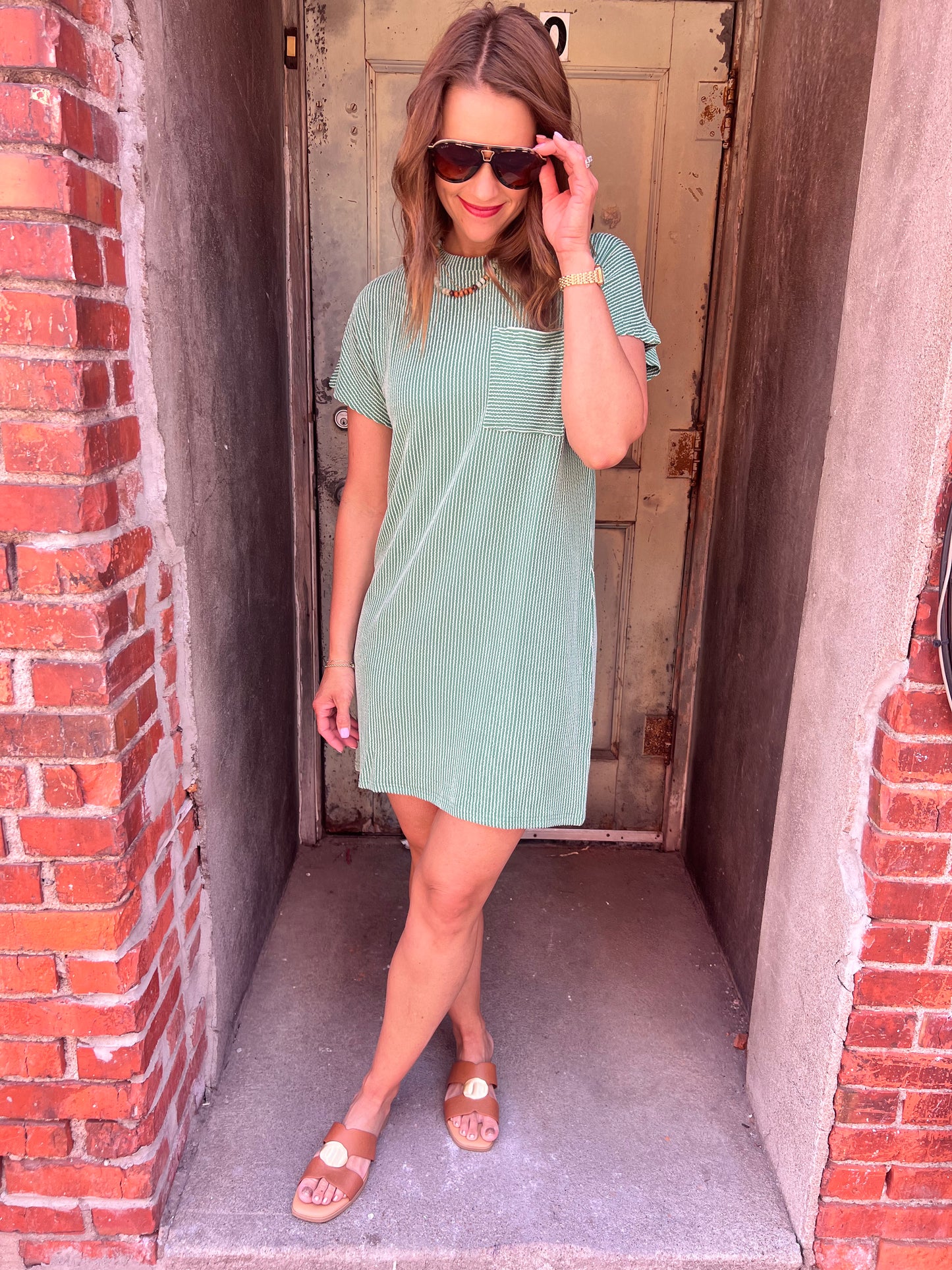 Try To Keep Up Dress : Green