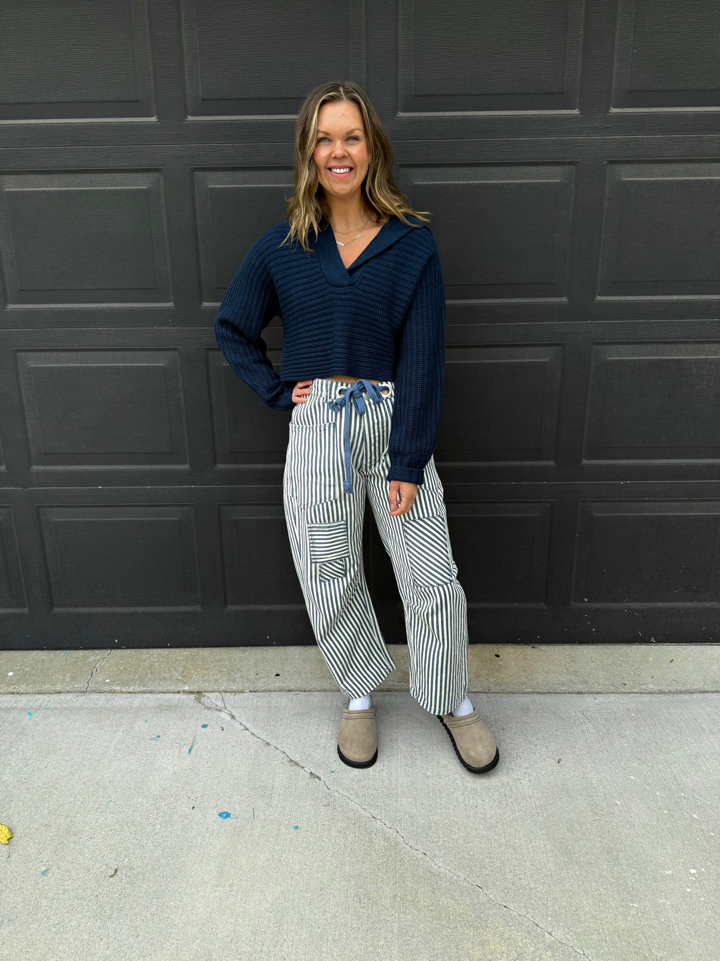 Striped Twill Barrel Pants II